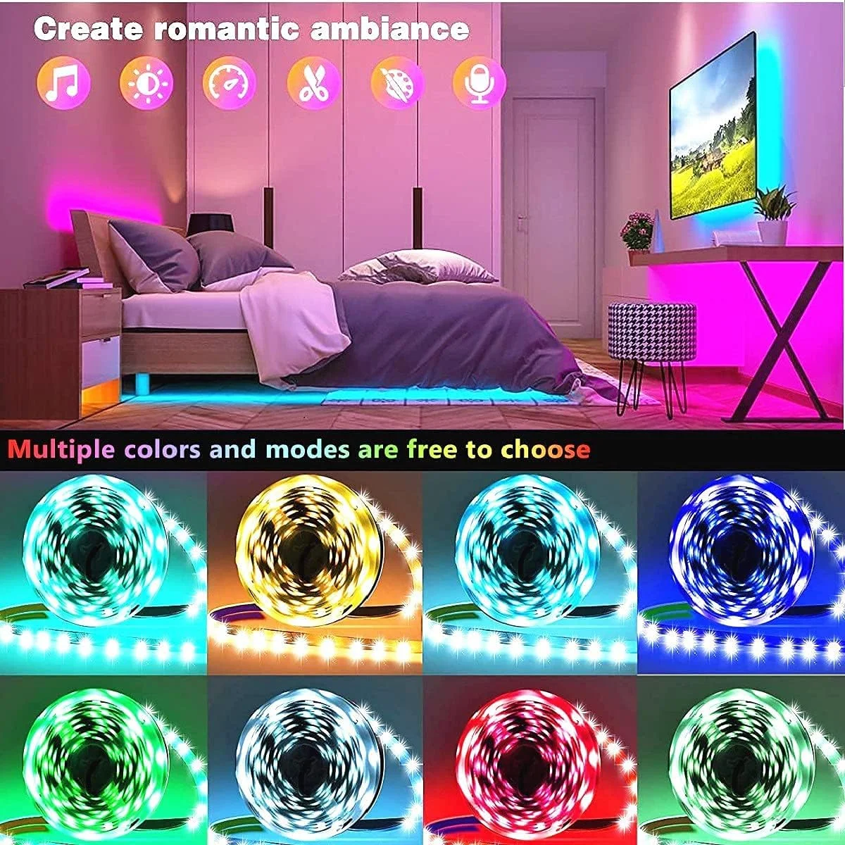 نوار چراغ ال ای دی 30 متری Tenmiro، نوار چراغ بلوتوثی با کنترل از راه دور و برنامه، نور RGB انعطاف پذیر DIY چند رنگ همگام سازی موسیقی زمان بندی برای آشپزخانه، اتاق خواب، دکوراسیون مهمانی (2x15m) نوار چراغ ال ای دی 30 متری Tenmiro، نوار چراغ بلوتوثی با کنترل از راه دور و برنامه، نور RGB انعطاف پذیر DIY چند رنگ همگام سازی موسیقی زمان بندی برای آشپزخانه، اتاق خواب، دکوراسیون مهمانی (2x15m)