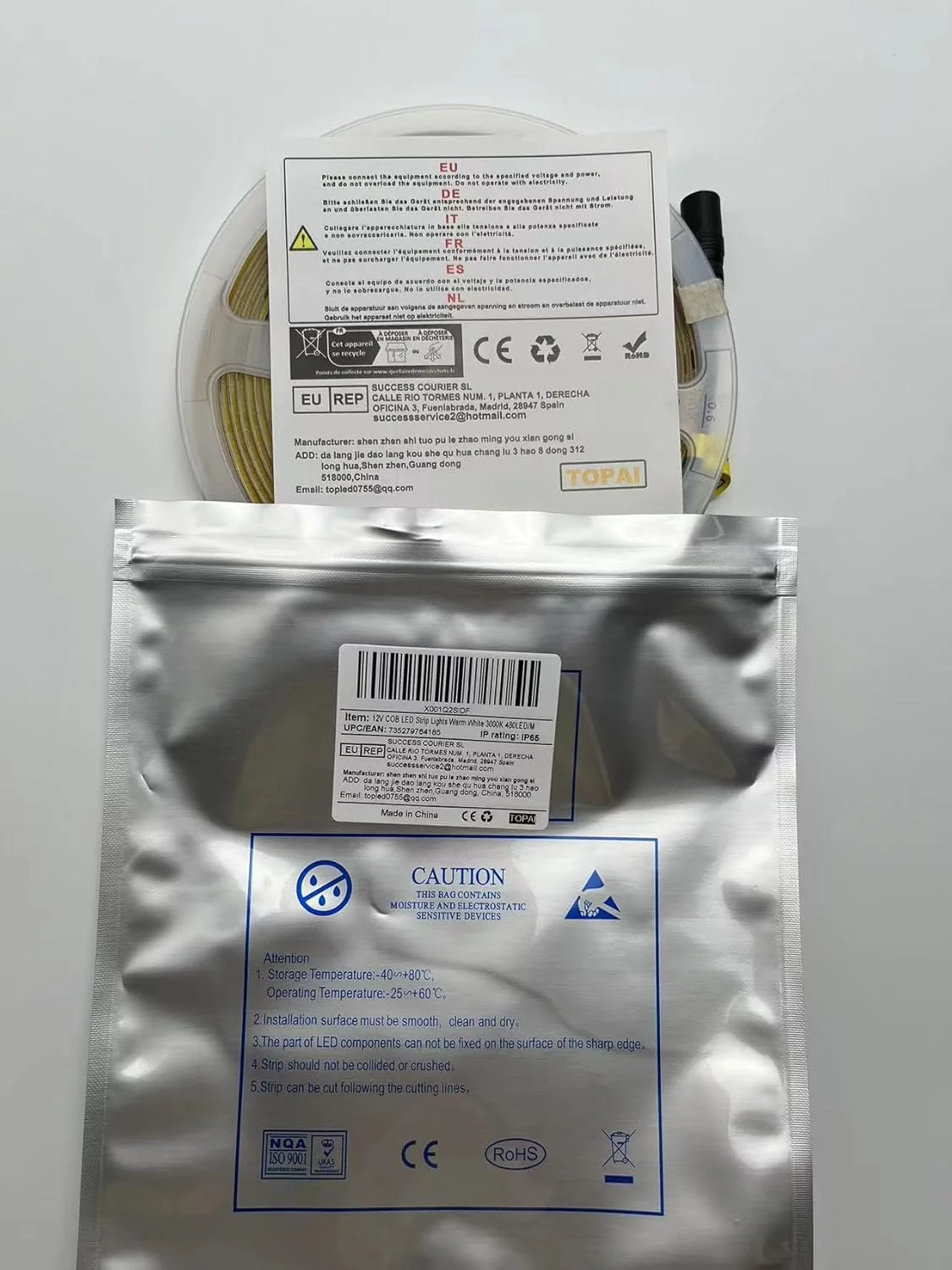 نوار LED COB تاپای 12 ولت سفید گرم ضد آب IP65، نوار LED 5 متری 3000K چسبی، CRI>93، 480LED/M روشنایی 4000 لومن، قابل برش انعطاف پذیر برای آشپزخانه، اتاق خواب، اتاق نشیمن، نورپردازی نوار LED COB تاپای 12 ولت سفید گرم ضد آب IP65، نوار LED 5 متری 3000K چسبی، CRI>93، 480LED/M روشنایی 4000 لومن، قابل برش انعطاف پذیر برای آشپزخانه، اتاق خواب، اتاق نشیمن، نورپردازی