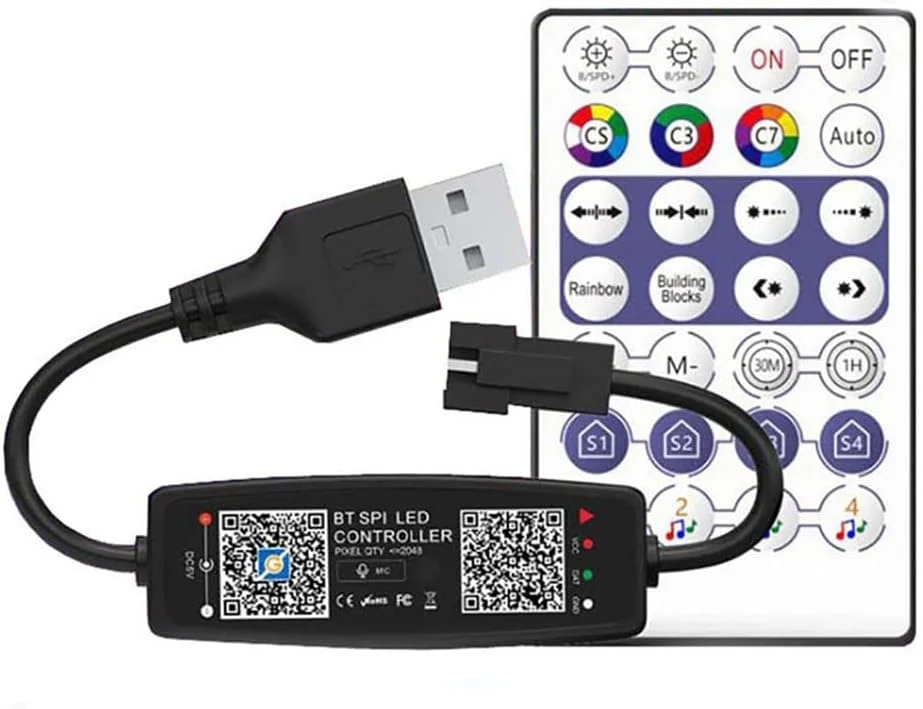 کنترلر LED بلوتوث موزیک Vrabocry WS2811 WS2812B با میکروفون برای SK6812 WS2812 Pixel LED Strip Light APP ریموت 28 کلید USB 5V