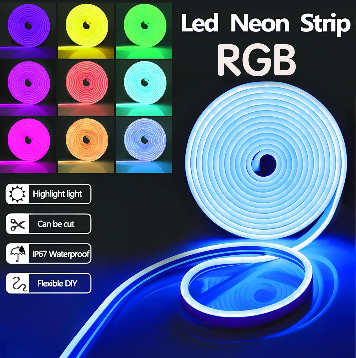 نوار نور نئون هوشمند RGB UanTii با کنترل از راه دور بلوتوث، نوار نور LED DIY صحنه موسیقی زمان بندی IP65 ضد آب (20 متر) نوار نور نئون هوشمند RGB UanTii با کنترل از راه دور بلوتوث، نوار نور LED DIY صحنه موسیقی زمان بندی IP65 ضد آب (20 متر)