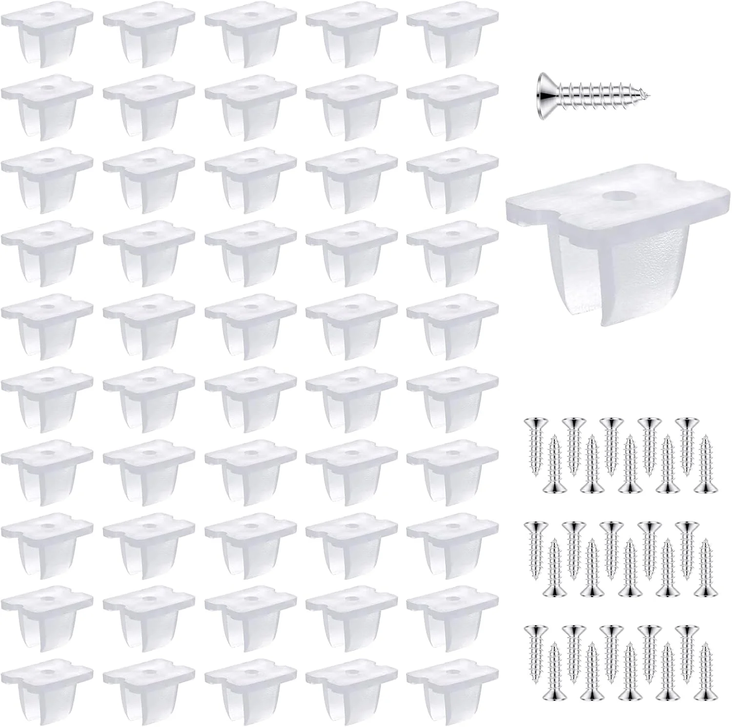 50 عدد گیره نصب نوار LED ضد آب، نگهدارنده جهانی چراغ نئون LED، 50 گیره با 50 پیچ برای نوارهای LED 5 تا 6 میلی متری، شفاف، برای دیوار، سقف و ثابت کردن کابل