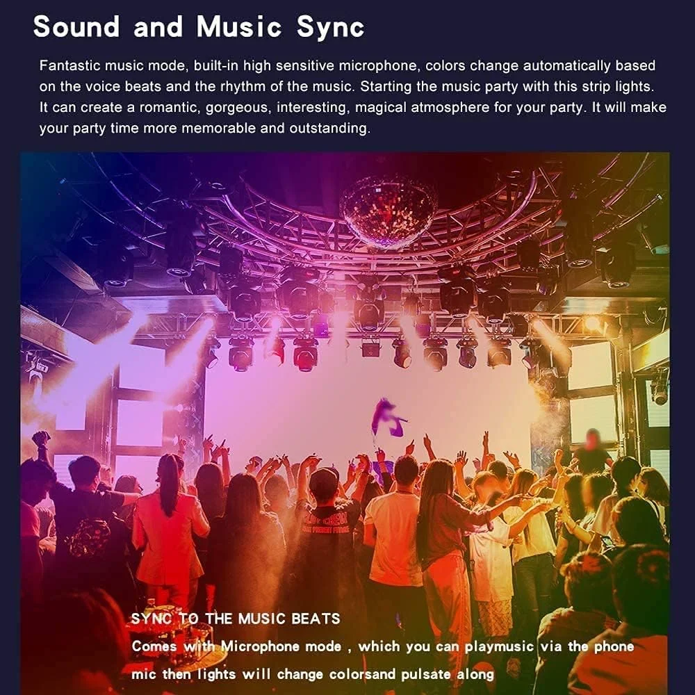 نوار LED یومایم، چراغ های LED با کیت، نوار نور کنترل شده توسط تلفن هوشمند، بی سیم، WiFi 5050، سازگار با سیستم عامل اندروید و iOS، الکسا، دستیار گوگل، 10 متر (2x5M) (24 کلید)
