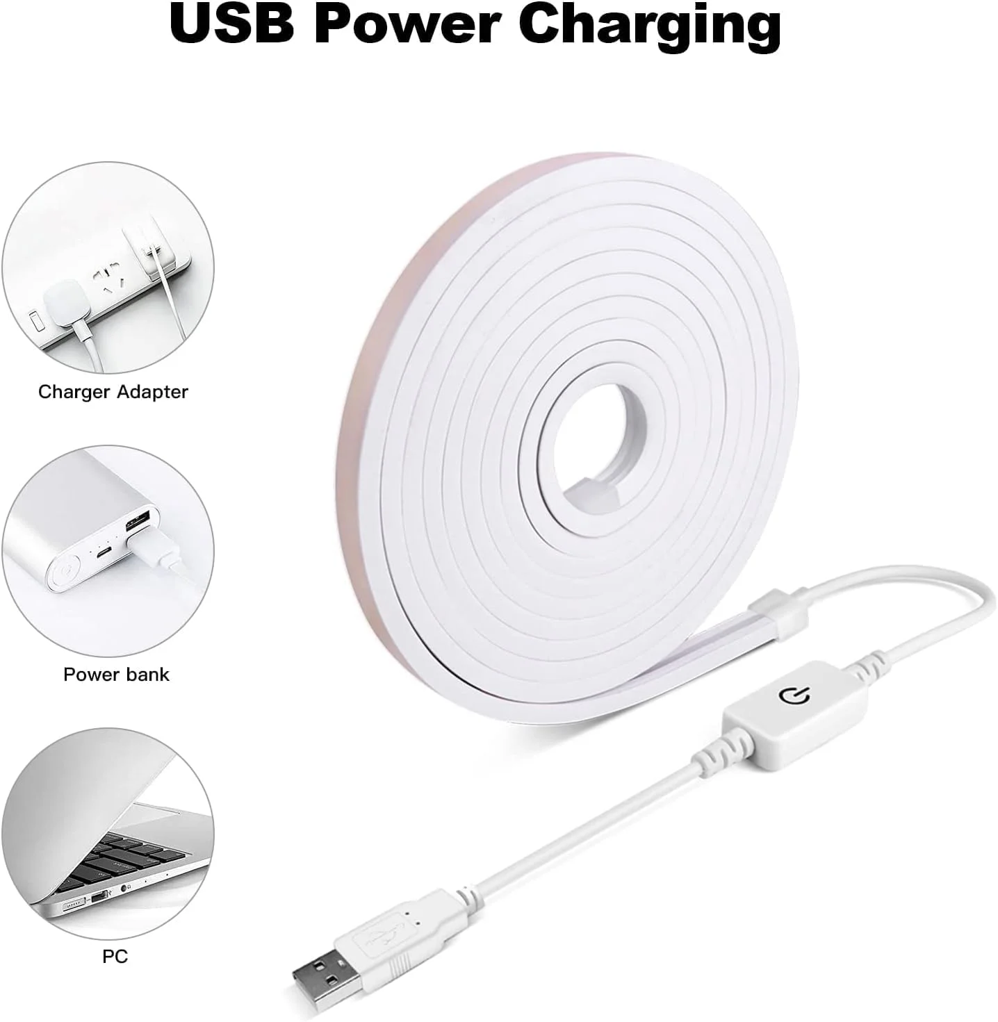 چراغ نواری LED لمسی USB YUHUF، سفید گرم 3000K، 5 ولت 3 متر 360 LED، چراغ های طنابی نئون با روشنایی بالا، نوار نئون ضد آب و دیمر پذیر برای آشپزخانه، اتاق، دکور تلویزیون (سفید گرم) چراغ نواری LED لمسی USB YUHUF، سفید گرم 3000K، 5 ولت 3 متر 360 LED، چراغ های طنابی نئون با روشنایی بالا، نوار نئون ضد آب و دیمر پذیر برای آشپزخانه، اتاق، دکور تلویزیون (سفید گرم)