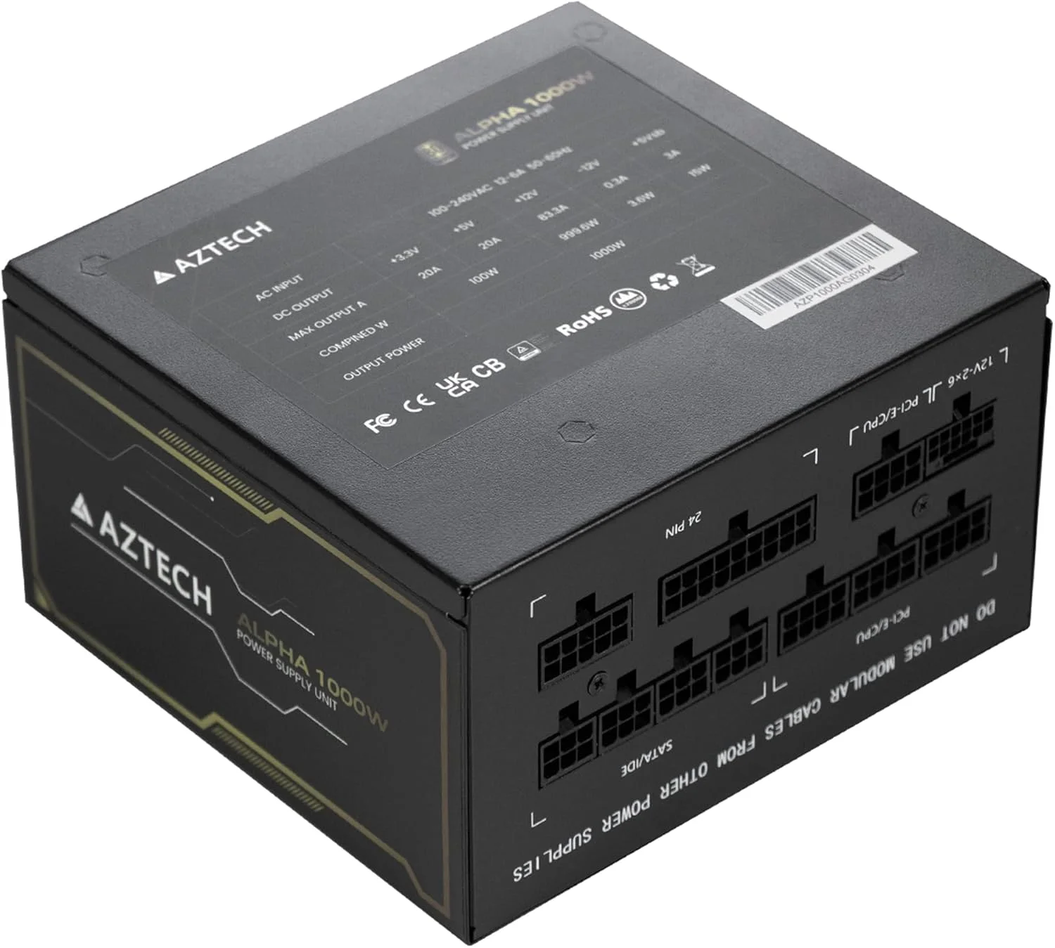 منبع تغذیه 1000W AZTECH ALPHA 80 Plus Gold ATX 3.1 و PCIe 5.1 آماده، کاملاً ماژولار، فن فوق العاده بی صدا، PSU هیبریدی 120 میلی متری، خازن های ژاپنی 105 درجه سانتیگراد، کنترل RPM استارت-استاپ، PSU RTX 40 و Ryzen و Intel منبع تغذیه 1000W AZTECH ALPHA 80 Plus Gold ATX 3.1 و PCIe 5.1 آماده، کاملاً ماژولار، فن فوق العاده بی صدا، PSU هیبریدی 120 میلی متری، خازن های ژاپنی 105 درجه سانتیگراد، کنترل RPM استارت-استاپ، PSU RTX 40 و Ryzen و Intel