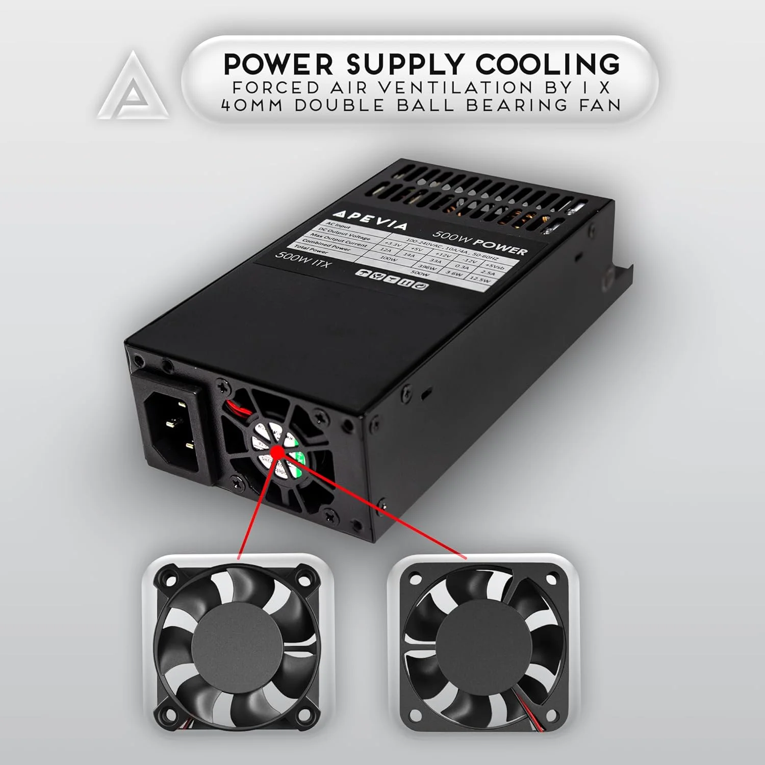 منبع تغذیه 500 واتی کامپیوتر Apevia ITX-PFC500W Mini ITX/Flex ATX / 1U، کاملاً ماژولار، PFC فعال با دامنه کامل 90-264 ولت AC برای سیستم POS AIO، سرور گیمینگ دسکتاپ با فرم فاکتور کوچک (Flex ITX) منبع تغذیه 500 واتی کامپیوتر Apevia ITX-PFC500W Mini ITX/Flex ATX / 1U، کاملاً ماژولار، PFC فعال با دامنه کامل 90-264 ولت AC برای سیستم POS AIO، سرور گیمینگ دسکتاپ با فرم فاکتور کوچک (Flex ITX)