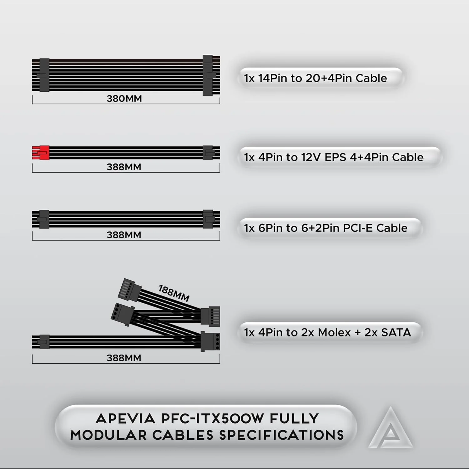 منبع تغذیه 500 واتی کامپیوتر Apevia ITX-PFC500W Mini ITX/Flex ATX / 1U، کاملاً ماژولار، PFC فعال با دامنه کامل 90-264 ولت AC برای سیستم POS AIO، سرور گیمینگ دسکتاپ با فرم فاکتور کوچک (Flex ITX) منبع تغذیه 500 واتی کامپیوتر Apevia ITX-PFC500W Mini ITX/Flex ATX / 1U، کاملاً ماژولار، PFC فعال با دامنه کامل 90-264 ولت AC برای سیستم POS AIO، سرور گیمینگ دسکتاپ با فرم فاکتور کوچک (Flex ITX)