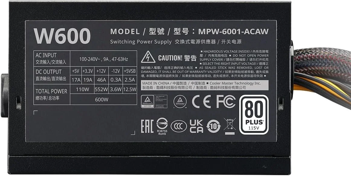 منبع تغذیه کولر مستر الیت NEX W600 80+، سفید منبع تغذیه کولر مستر الیت NEX W600 80+، سفید