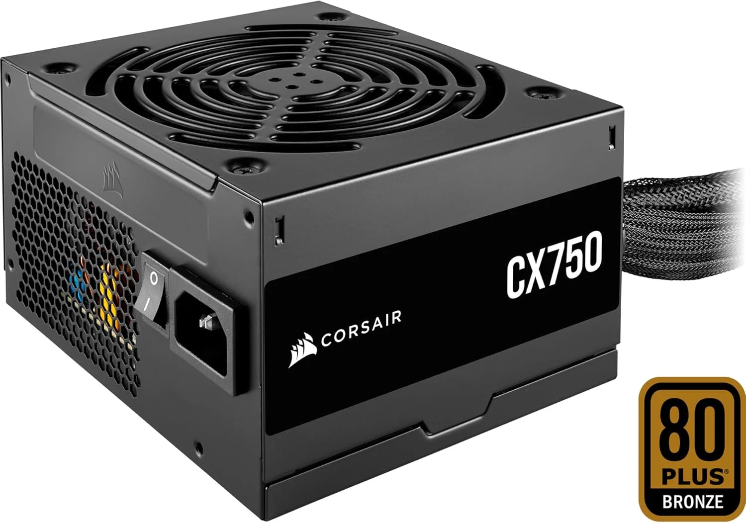 منبع تغذیه 750 وات CORSAIR CX750 ATX - دارای گواهینامه 80 Plus Bronze - کم صدا - کابل های روکش دار - غیر ماژولار - EU - مشکی
