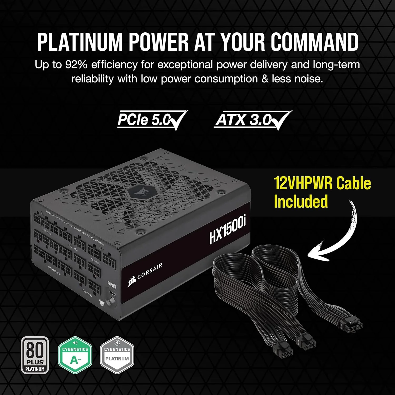 منبع تغذیه کامپیوتر کرسیر HX1500i کاملاً ماژولار با نویز بسیار کم - سازگار با ATX 3.0 و PCIe 5.0 - فن بلبرینگ دینامیک سیال - سازگار با نرم افزار CORSAIR iCUE - راندمان 80 PLUS پلاتینیوم - مشکی منبع تغذیه کامپیوتر کرسیر HX1500i کاملاً ماژولار با نویز بسیار کم - سازگار با ATX 3.0 و PCIe 5.0 - فن بلبرینگ دینامیک سیال - سازگار با نرم افزار CORSAIR iCUE - راندمان 80 PLUS پلاتینیوم - مشکی