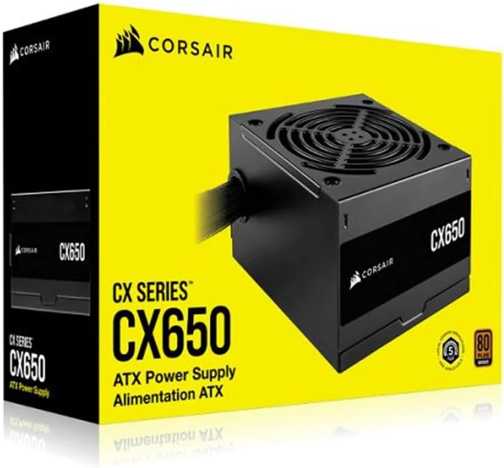 منبع تغذیه 650 واتی CORSAIR CX650 80 PLUS Bronze غیر ماژولار کم صدا ATX - UK - مشکی منبع تغذیه 650 واتی CORSAIR CX650 80 PLUS Bronze غیر ماژولار کم صدا ATX - UK - مشکی