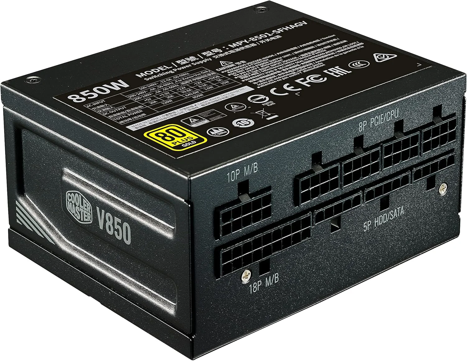 منبع تغذیه Cooler Master V850 SFX Gold با توان 850 وات و 24 پین ATX مشکی