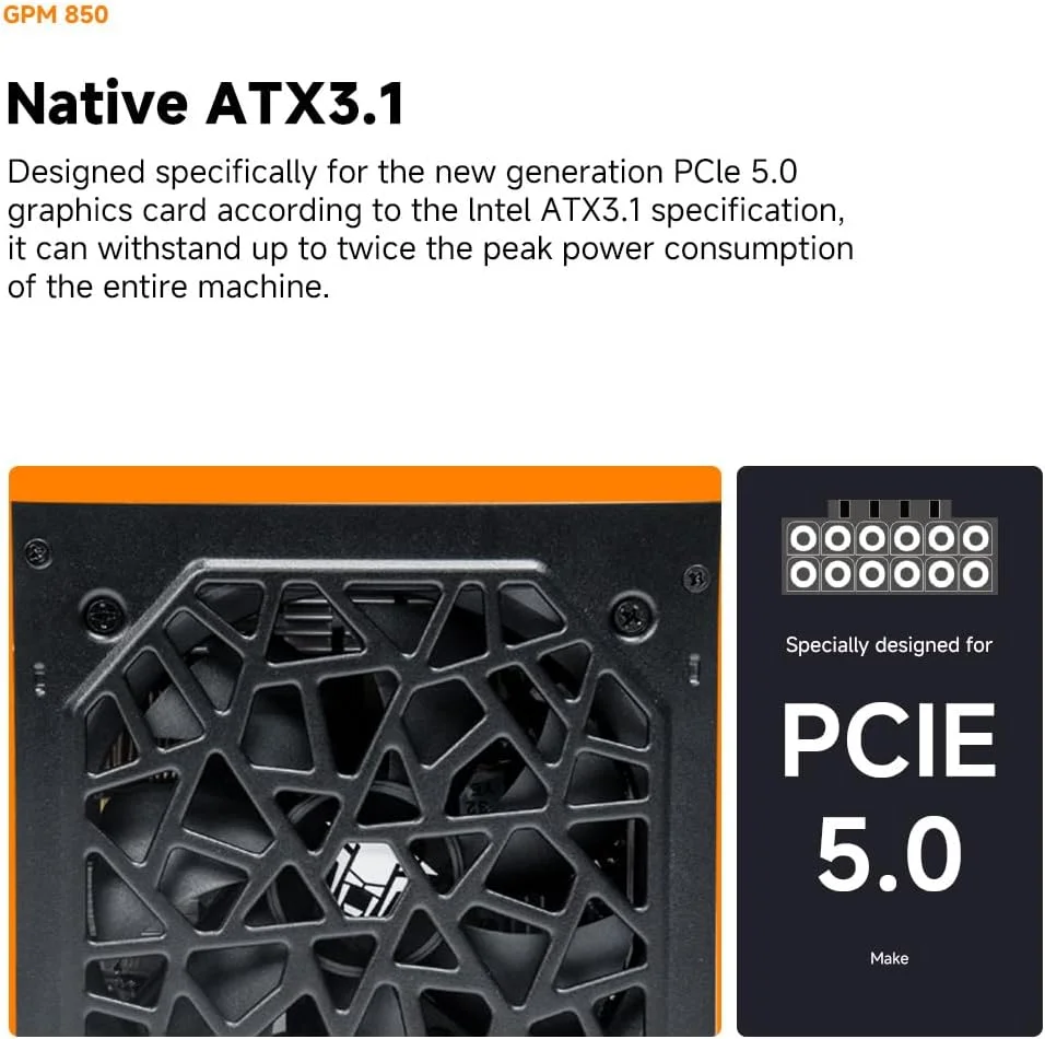 منبع تغذیه 850 وات جنگل لئوپارد GPM850 ATX 3.1، دارای گواهینامه 80 پلاس گلد، PSU کاملاً ماژولار، فن بلبرینگ هیدرو 120 میلی متری، PFC فعال، DC به DC، راندمان بالا ≥90٪، محافظت OVP/OPP/SCP/OTP/OCP/UVP منبع تغذیه 850 وات جنگل لئوپارد GPM850 ATX 3.1، دارای گواهینامه 80 پلاس گلد، PSU کاملاً ماژولار، فن بلبرینگ هیدرو 120 میلی متری، PFC فعال، DC به DC، راندمان بالا ≥90٪، محافظت OVP/OPP/SCP/OTP/OCP/UVP