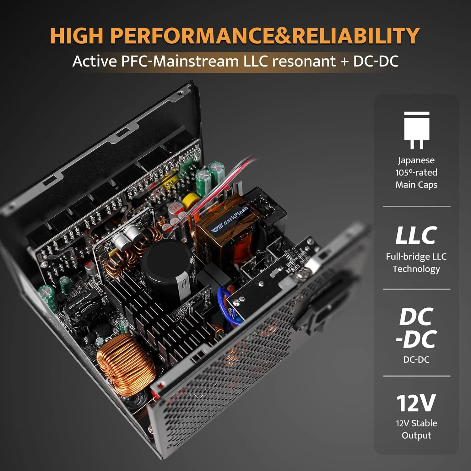 منبع تغذیه کاملا ماژولار darkFlash PMT850، سازگار با ATX 3.1 و PCIe 5.1، شامل کابل 12VHPWR، دارای خازن های 105 درجه سانتیگراد ژاپنی، منبع تغذیه گیمینگ 80 پلاس گلد، سایز کامپکت 150 میلی متری، 5 سال گارانتی (سفید) منبع تغذیه کاملا ماژولار darkFlash PMT850، سازگار با ATX 3.1 و PCIe 5.1، شامل کابل 12VHPWR، دارای خازن های 105 درجه سانتیگراد ژاپنی، منبع تغذیه گیمینگ 80 پلاس گلد، سایز کامپکت 150 میلی متری، 5 سال گارانتی (سفید)