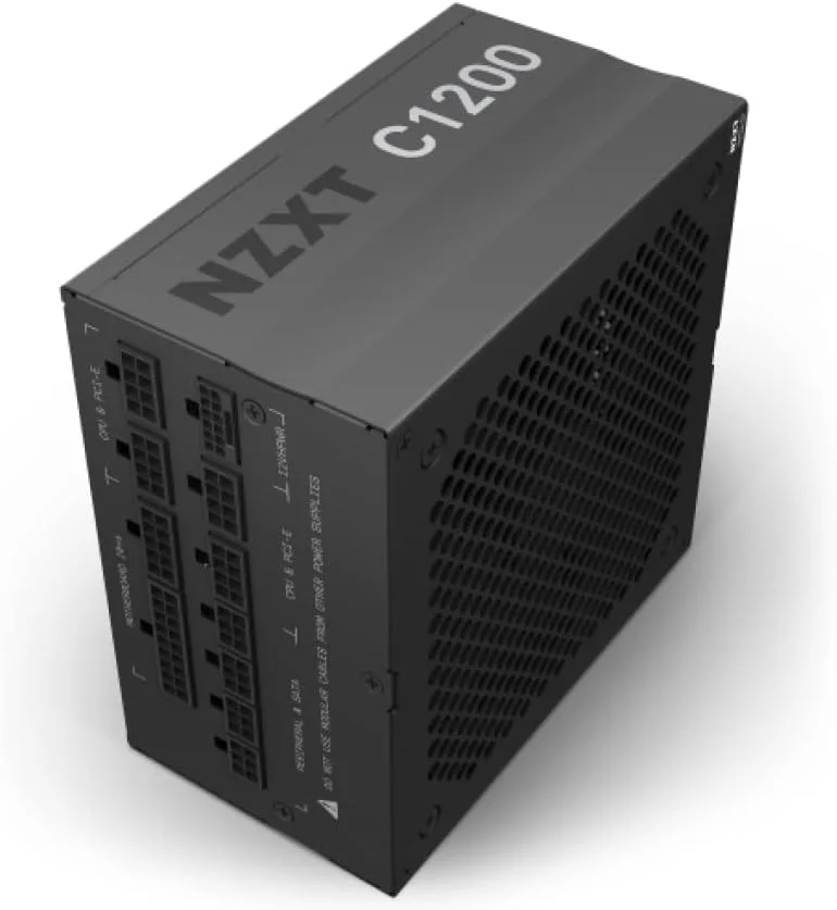 منبع تغذیه NZXT C1200 - منبع تغذیه 1200 واتی برای کامپیوتر گیمینگ – ATX 3.0 – کانکتور PCIe 5.0 12VHPWR – بازدهی 80 پلاس گلد – کاملاً ماژولار – حالت Zero Fan – کابل‌های مشکی روکش‌دار – 10 سال گارانتی – مشکی