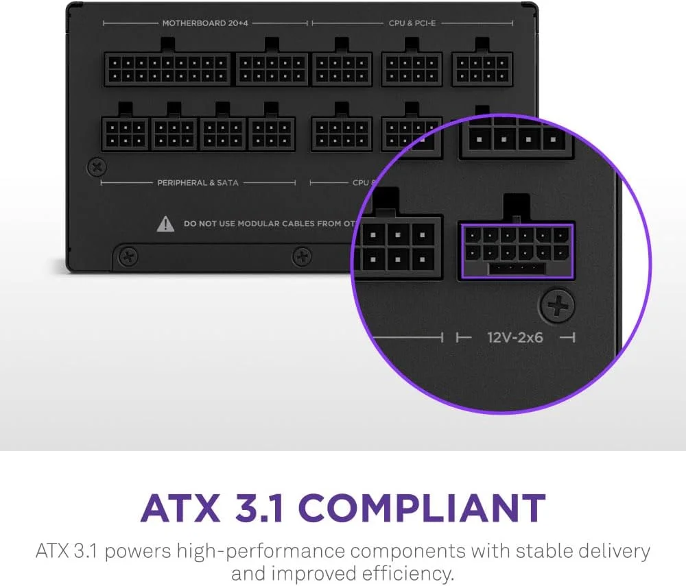 منبع تغذیه کامپیوتر گیمینگ NZXT C1000 Gold ATX 3.1 (2024) - کاملاً ماژولار، کم صدا - 1000 وات - 80 پلاس گلد - کانکتور 12V-2x6 - حالت Zero Fan - خازن های 100% ژاپنی - مشکی - PA-0G2BB-UK منبع تغذیه کامپیوتر گیمینگ NZXT C1000 Gold ATX 3.1 (2024) - کاملاً ماژولار، کم صدا - 1000 وات - 80 پلاس گلد - کانکتور 12V-2x6 - حالت Zero Fan - خازن های 100% ژاپنی - مشکی - PA-0G2BB-UK