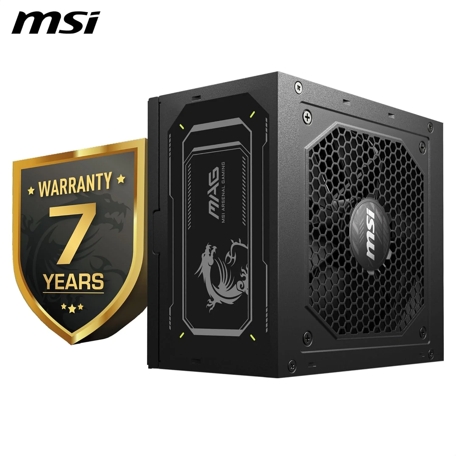منبع تغذیه ماژولار 750 واتی MSI MAG A750GL PCIE5، نسخه Intel ATX12V 3.0، فن خنک کننده 120 میلی متری، رتبه بندی بازدهی 80 Plus Gold، 4 کانکتور PCIe 6+2 پین، 8 کانکتور SATA - مشکی
