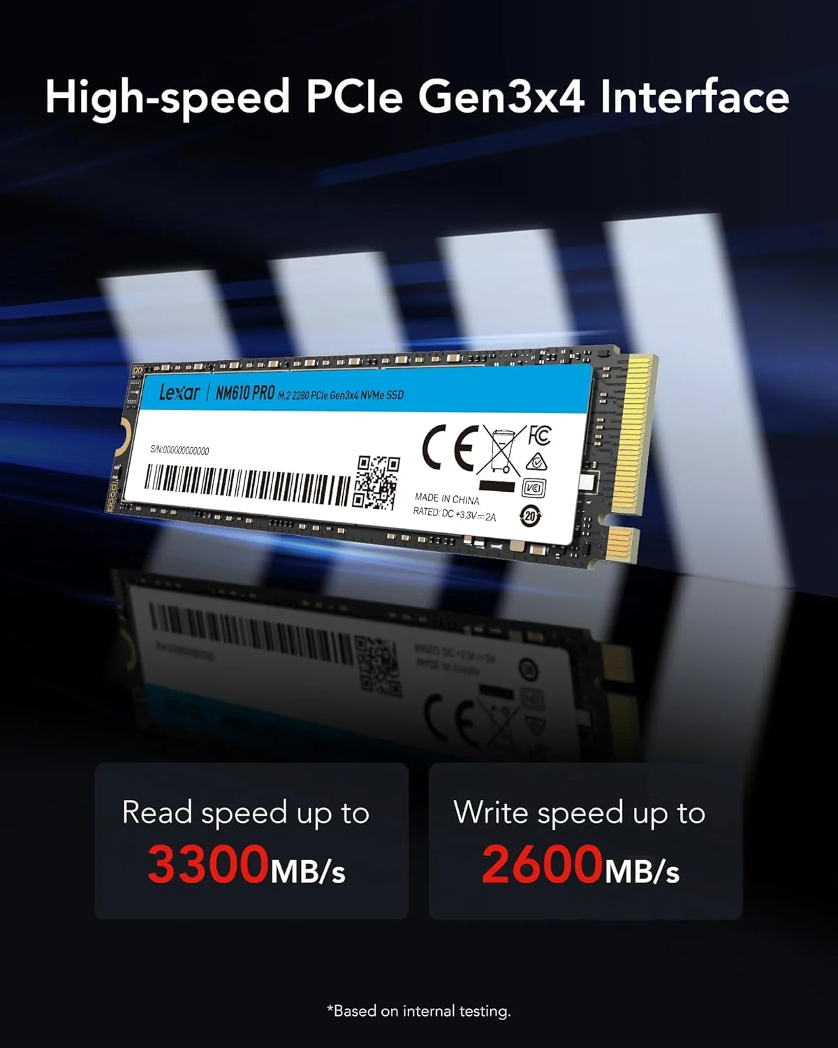 حافظه اس اس دی Lexar NM610PRO، M.2 2280 PCIe Gen3x4 NVMe 1.4 SSD 1TB داخلی، سرعت خواندن تا 3300 مگابایت بر ثانیه، سرعت نوشتن 2600 مگابایت بر ثانیه، درایوهای فلش 3D NAND برای نوت بوک، دسکتاپ، کامپیوتر حافظه اس اس دی Lexar NM610PRO، M.2 2280 PCIe Gen3x4 NVMe 1.4 SSD 1TB داخلی، سرعت خواندن تا 3300 مگابایت بر ثانیه، سرعت نوشتن 2600 مگابایت بر ثانیه، درایوهای فلش 3D NAND برای نوت بوک، دسکتاپ، کامپیوتر