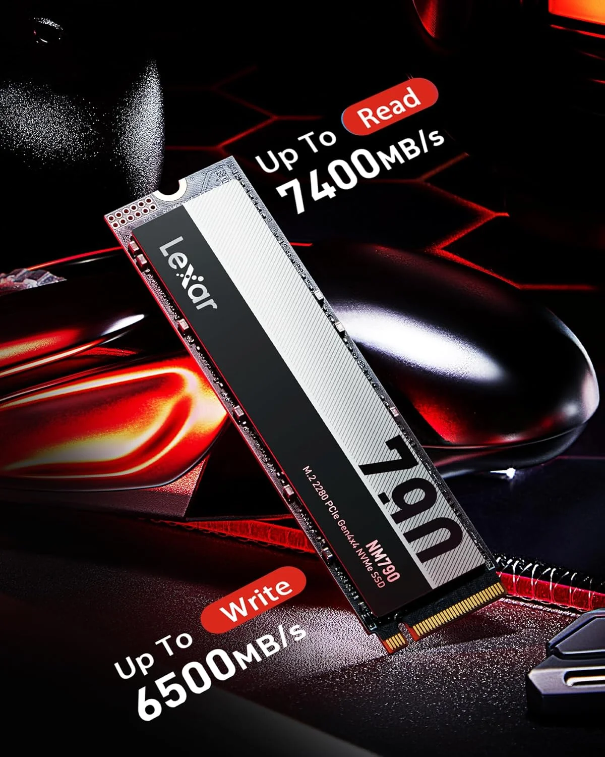 درایو SSD Lexar NM790 2TB، M.2 2280 PCIe Gen4x4 NVMe 1.4 داخلی، سرعت خواندن تا 7400 مگابایت بر ثانیه، سرعت نوشتن تا 6500 مگابایت بر ثانیه، درایو حالت جامد داخلی برای PS5، PC، لپ تاپ، گیمرها، متخصصان (LNM790X002T-RNNNG)