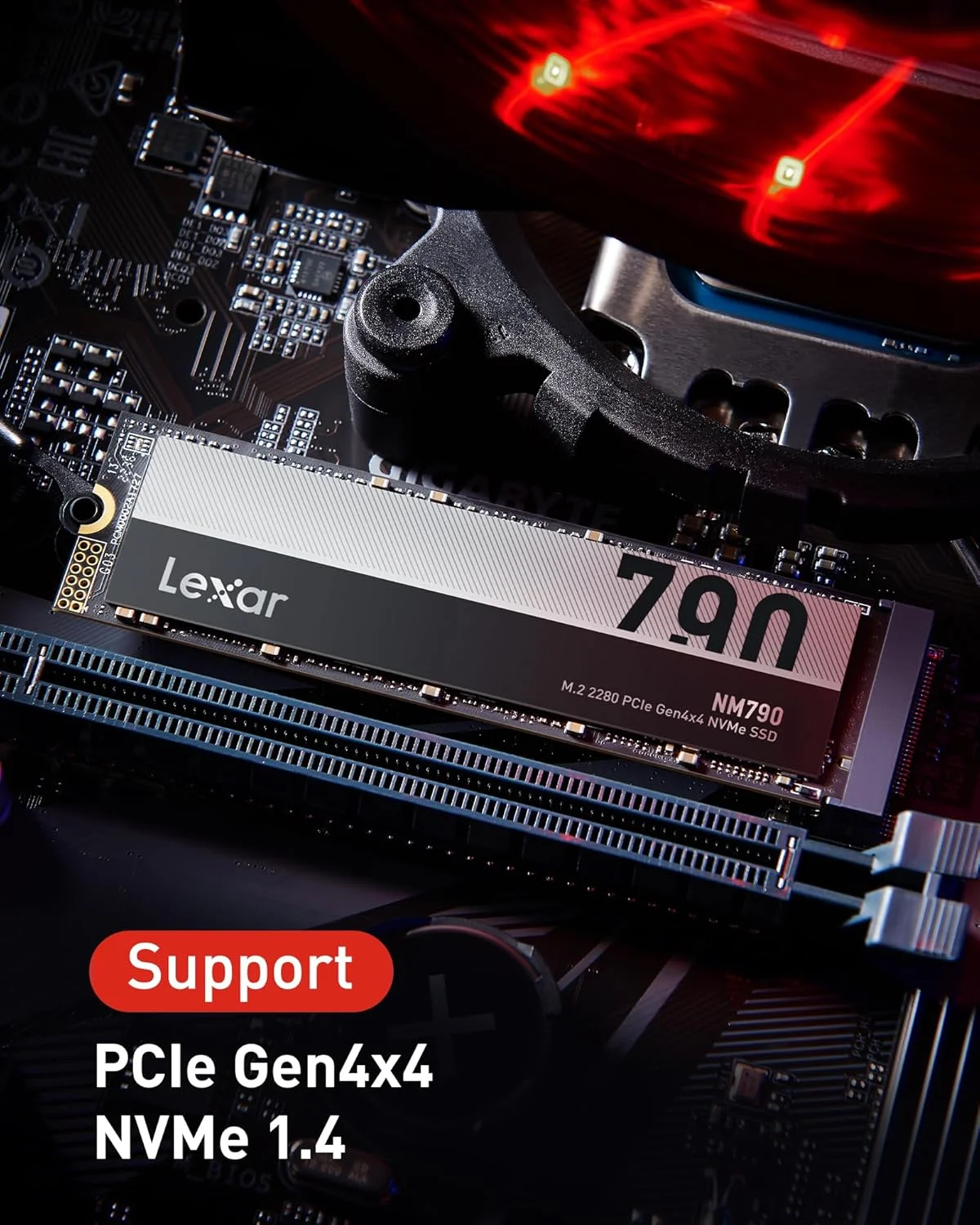 درایو SSD Lexar NM790 2TB، M.2 2280 PCIe Gen4x4 NVMe 1.4 داخلی، سرعت خواندن تا 7400 مگابایت بر ثانیه، سرعت نوشتن تا 6500 مگابایت بر ثانیه، درایو حالت جامد داخلی برای PS5، PC، لپ تاپ، گیمرها، متخصصان (LNM790X002T-RNNNG)