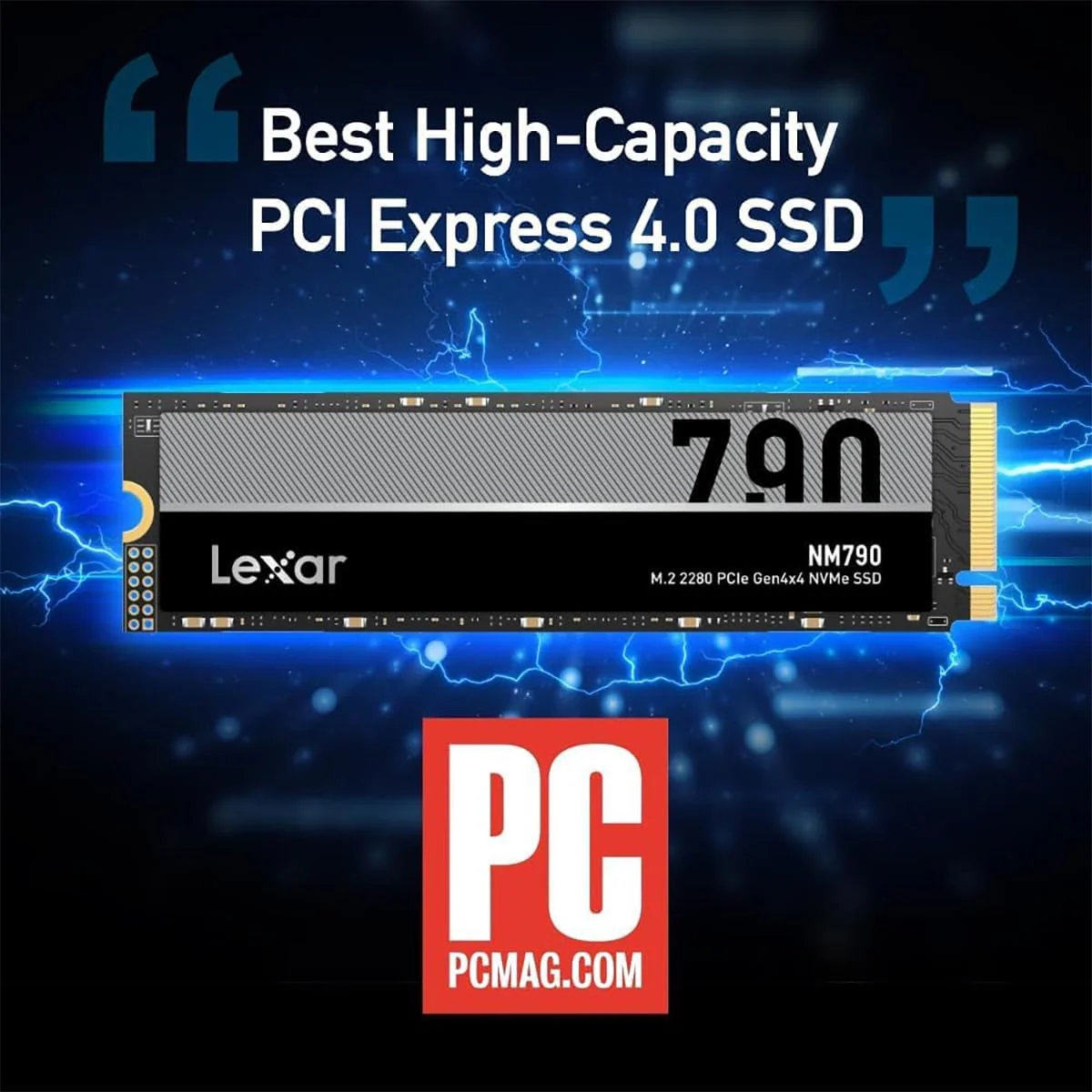 درایو حالت جامد داخلی Lexar NM790 SSD 4TB PCIe Gen4 NVMe M.2 2280، سرعت تا 7400 مگابایت بر ثانیه، سازگار با PS5، برای گیمرها و سازندگان (LNM790X004T-RNNNU)