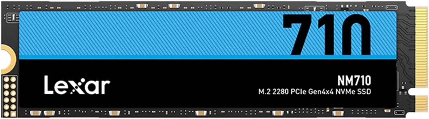 حافظه اس اس دی Lexar NM710 با ظرفیت 1 ترابایت، M.2 2280 PCIe Gen4x4 NVMe داخلی، سرعت خواندن تا 5000 مگابایت بر ثانیه، سرعت نوشتن 4500 مگابایت بر ثانیه، درایو حالت جامد داخلی برای کامپیوتر، لپ تاپ و گیمرها (LNM710X001T-RNNNG)