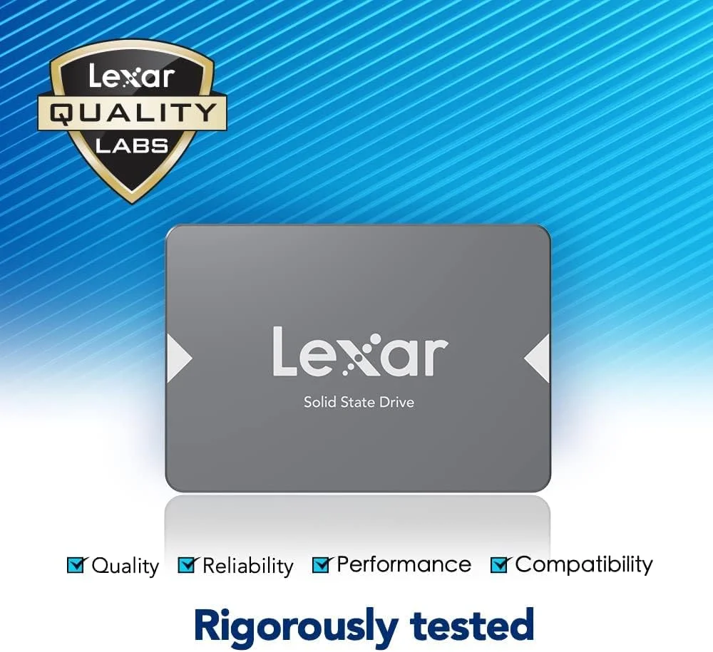درایو حالت جامد داخلی 2 ترابایتی Lexar NS100 2.5” SATA III 6Gb/s، سرعت خواندن تا 550 مگابایت بر ثانیه، SSD داخلی برای لپ تاپ، کامپیوتر رومیزی/PC (LNS100-2TRB)، مشکی