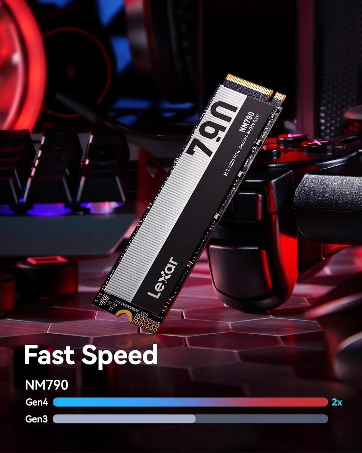 اس اس دی 4 ترابایتی Lexar NM790، M.2 2280 PCIe Gen4x4 NVMe 1.4 داخلی، سرعت خواندن تا 7400 مگابایت بر ثانیه، سرعت نوشتن تا 6500 مگابایت بر ثانیه، درایو حالت جامد داخلی برای PS5، PC، لپ تاپ، گیمرها، متخصصان (LNM790X004T-RNNNG) اس اس دی 4 ترابایتی Lexar NM790، M.2 2280 PCIe Gen4x4 NVMe 1.4 داخلی، سرعت خواندن تا 7400 مگابایت بر ثانیه، سرعت نوشتن تا 6500 مگابایت بر ثانیه، درایو حالت جامد داخلی برای PS5، PC، لپ تاپ، گیمرها، متخصصان (LNM790X004T-RNNNG)