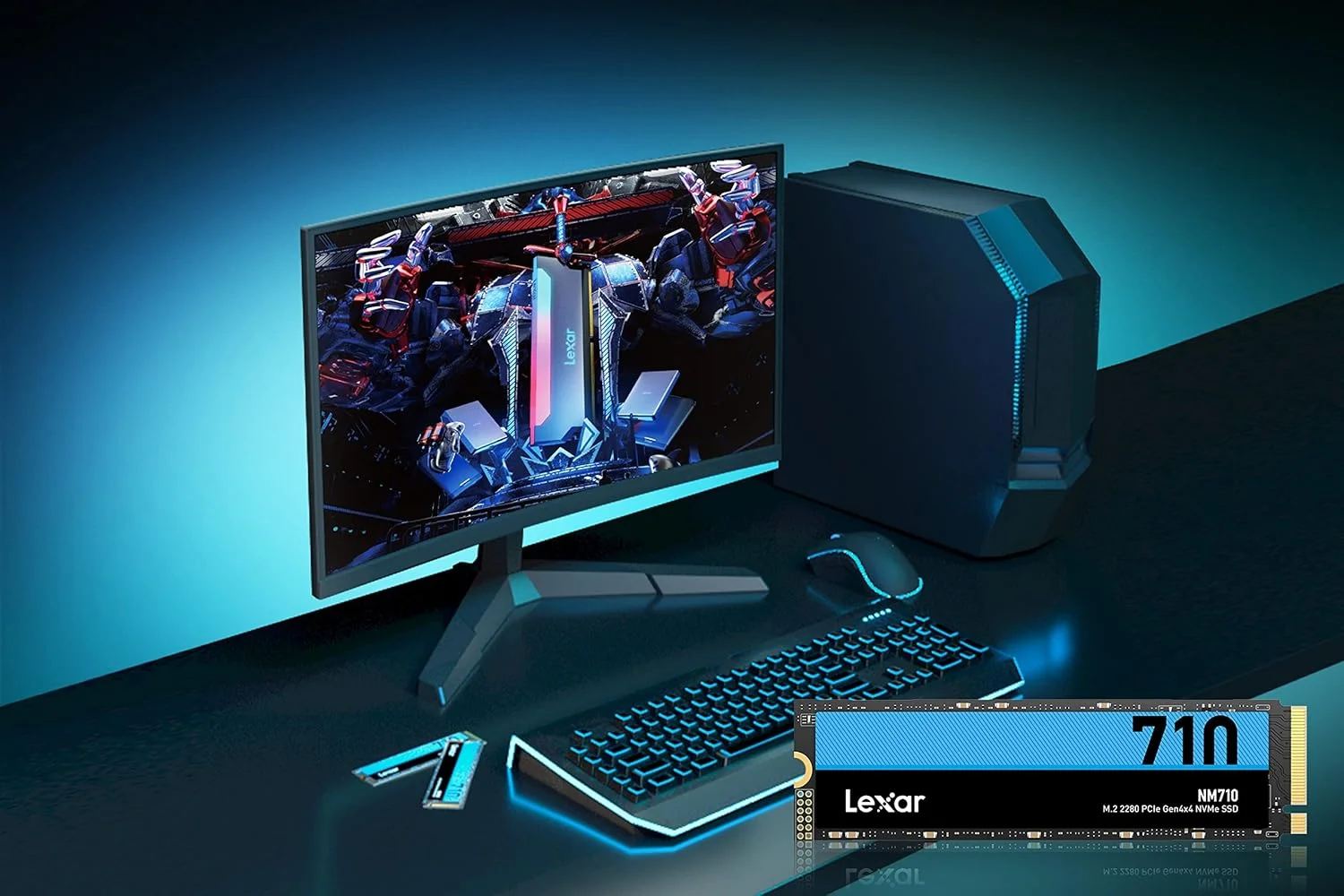 حافظه اس اس دی Lexar NM710 با ظرفیت 1 ترابایت، M.2 2280 PCIe Gen4x4 NVMe داخلی، سرعت خواندن تا 5000 مگابایت بر ثانیه، سرعت نوشتن 4500 مگابایت بر ثانیه، درایو حالت جامد داخلی برای کامپیوتر، لپ تاپ و گیمرها (LNM710X001T-RNNNG)