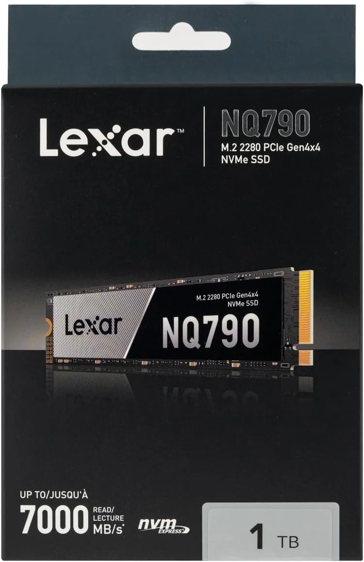 درایو SSD لکسار NQ790 با ظرفیت 1 ترابایت، NVMe، فرم فاکتور M.2 2280، NVMe PCIe 4.0 Gen4x4، سرعت خواندن تا 7000 مگابایت بر ثانیه، سرعت نوشتن 6000 مگابایت بر ثانیه، درایو حالت جامد داخلی سازگار با PS5 و PC Gaming