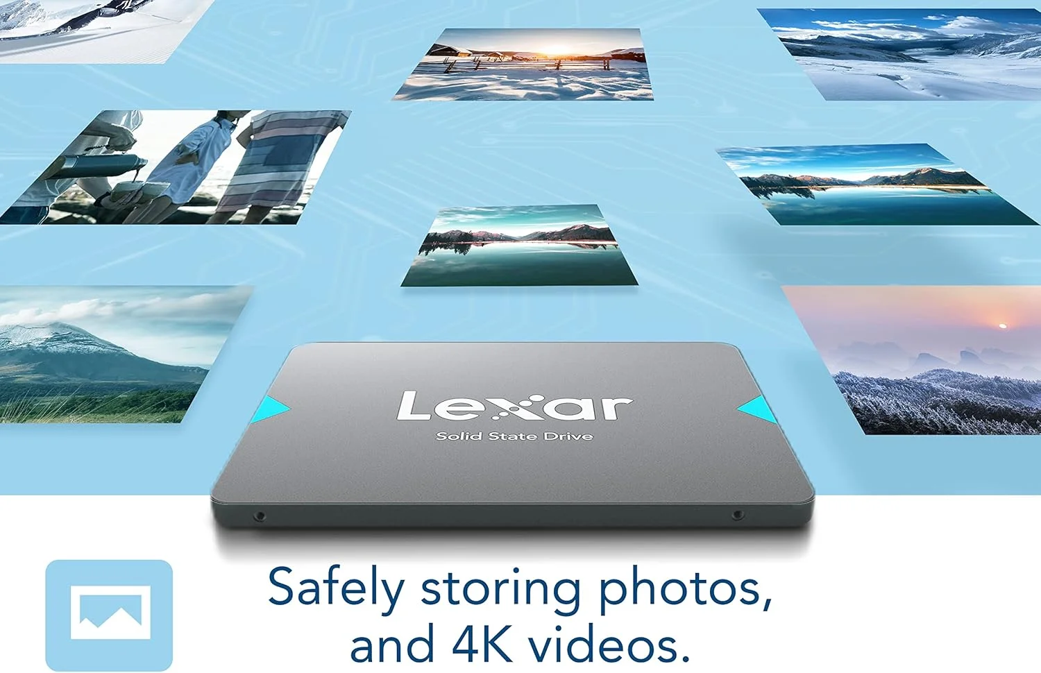 درایو حالت جامد Lexar NQ100 با ظرفیت 1 ترابایت، رابط SATA III (6Gb/s)، فرم فاکتور 2.5 اینچ، سرعت خواندن تا 550 مگابایت بر ثانیه، درایو SSD داخلی برای کامپیوتر، لپ تاپ و دسکتاپ (LNQ100X001T-RNNNG)
