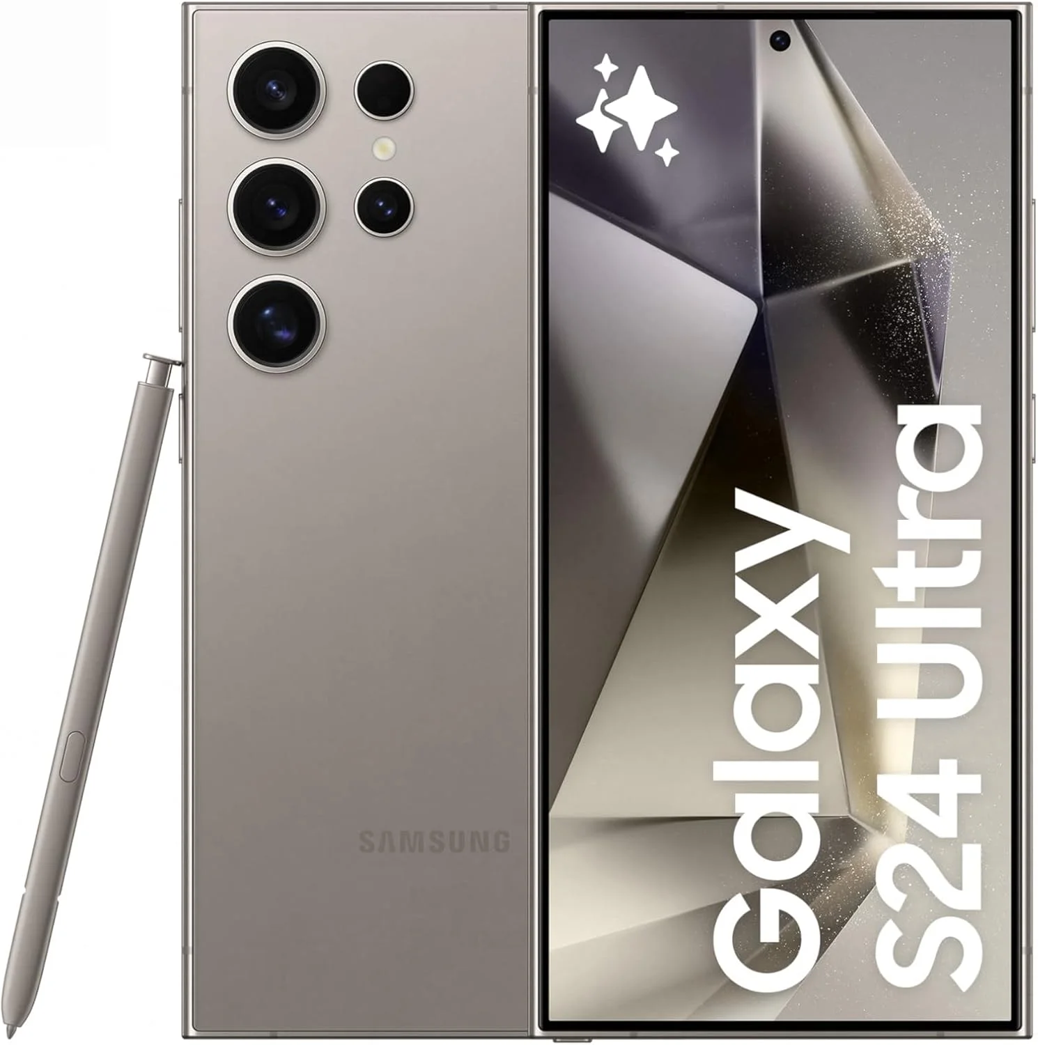 گوشی هوشمند SAMSUNG Galaxy S24 Ultra، تلفن هوش مصنوعی، حافظه 256 گیگابایت، خاکستری تیتانیومی، رم 12 گیگابایت، دوربین 200 مگاپیکسل، قلم S Pen، عمر باتری طولانی (نسخه امارات)