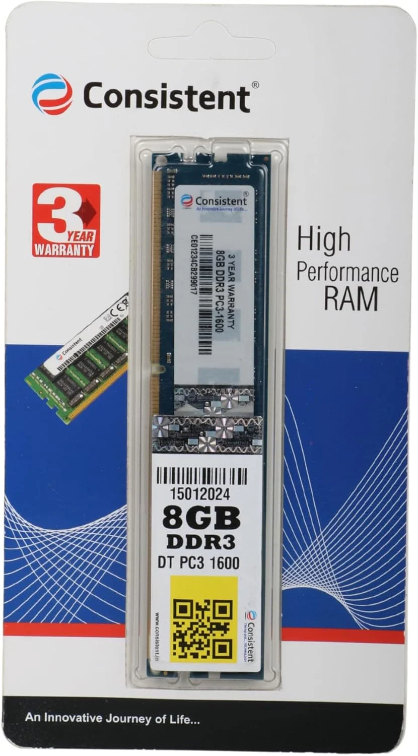 رم دسکتاپ 8 گیگابایتی DDR3 Consistent، 1600 مگاهرتز رم دسکتاپ 8 گیگابایتی DDR3 Consistent، 1600 مگاهرتز