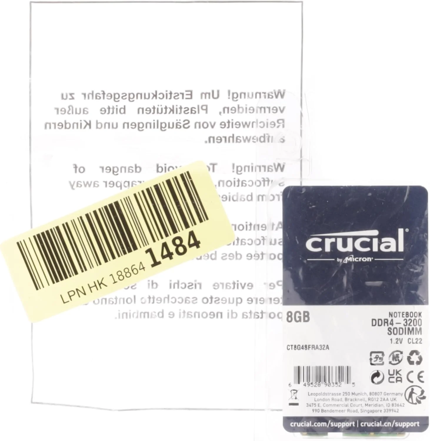 رم لپ تاپ کروشیال 8 گیگابایت DDR4 3200MHz CL22 (یا 2933MHz یا 2666MHz) مدل CT8G4SFRA32A رم لپ تاپ کروشیال 8 گیگابایت DDR4 3200MHz CL22 (یا 2933MHz یا 2666MHz) مدل CT8G4SFRA32A
