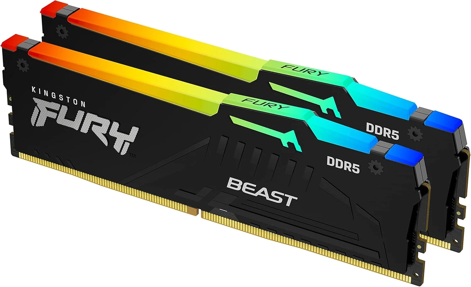 کیت حافظه رم گیمینگ دسکتاپ کینگستون FURY Beast DDR5 RGB 32GB 2x16GB 5600MT/s DDR5 CL36 DIMM دو عددی KF556C36BBEAK2 32