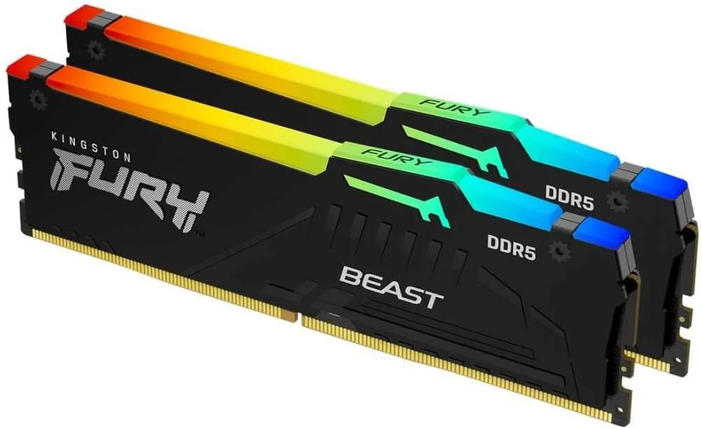 کیت حافظه رم گیمینگ دسکتاپ کینگستون FURY Beast DDR5 RGB EXPO 16GB (2x8GB) 6000MT/s DDR5 CL36 DIMM - KF560C36BBEAK2-16