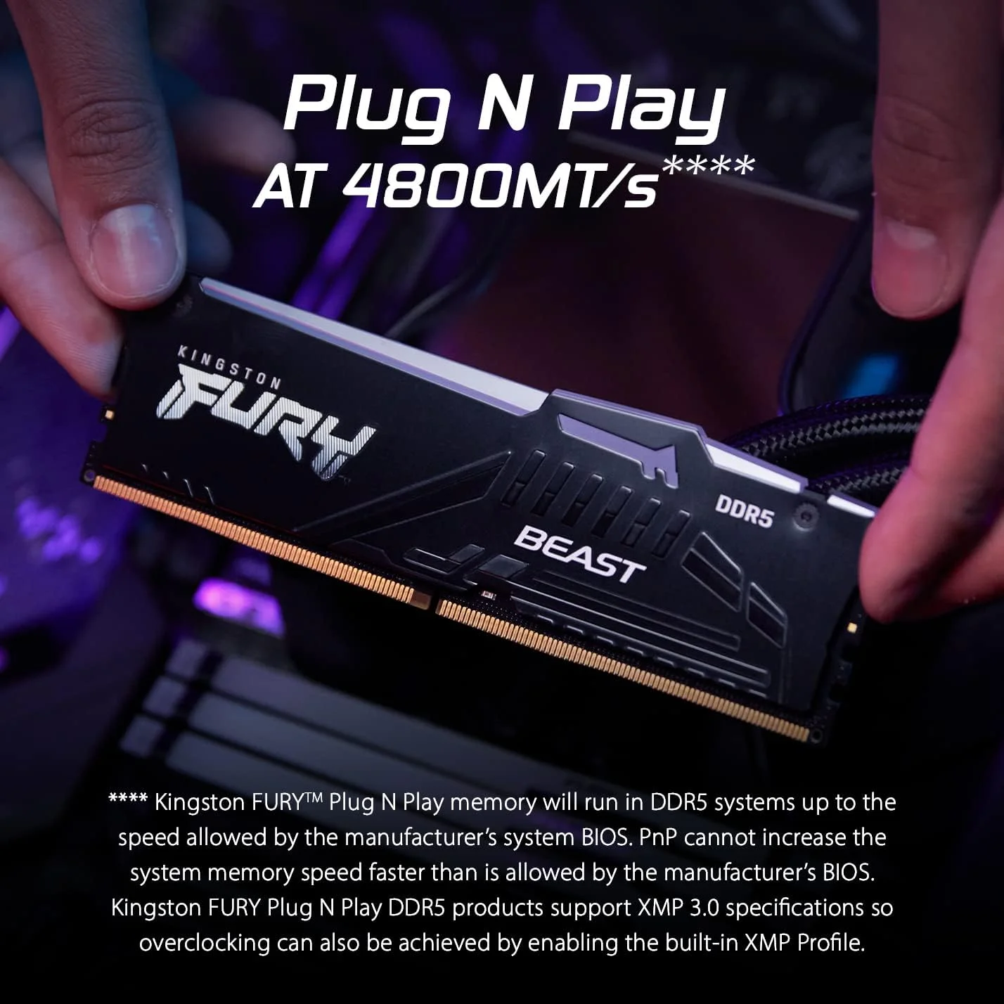 حافظه رم گیمینگ کینگستون FURY Beast Black RGB XMP DDR5 با ظرفیت 128 گیگابایت و سرعت 5600MT/s CL40 DIMM (کیت 4 عددی) - KF556C40BBAK4-128 حافظه رم گیمینگ کینگستون FURY Beast Black RGB XMP DDR5 با ظرفیت 128 گیگابایت و سرعت 5600MT/s CL40 DIMM (کیت 4 عددی) - KF556C40BBAK4-128