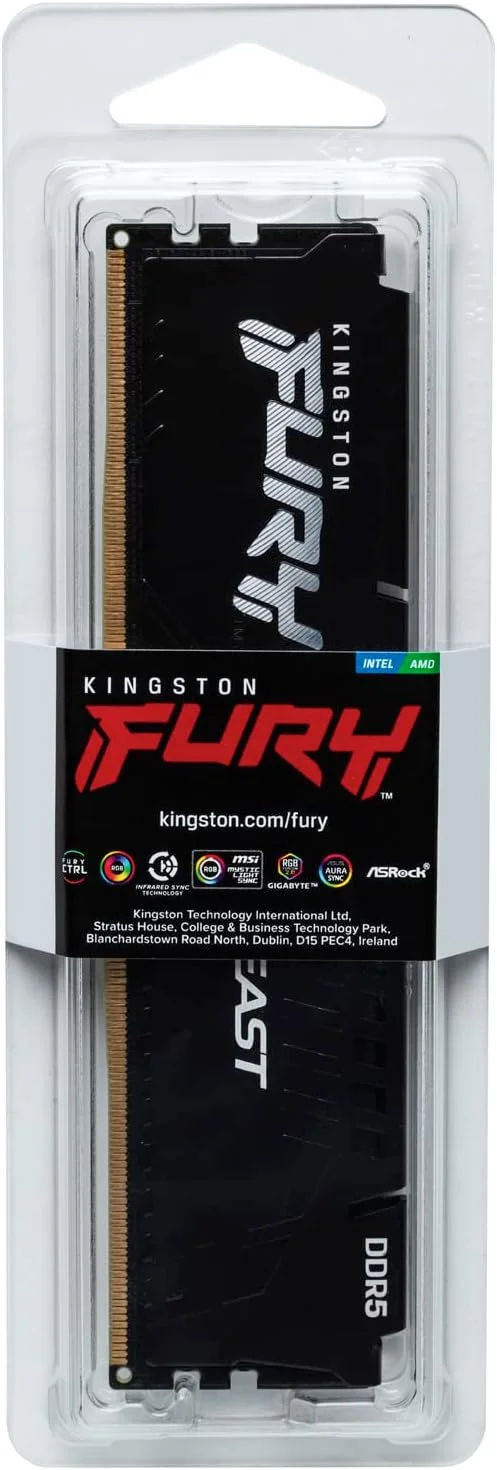رم دسکتاپ کینگستون FURY Beast DDR5 16GB 5200MT/s CL40 تک ماژول گیمینگ - KF552C40BB-16 رم دسکتاپ کینگستون FURY Beast DDR5 16GB 5200MT/s CL40 تک ماژول گیمینگ - KF552C40BB-16