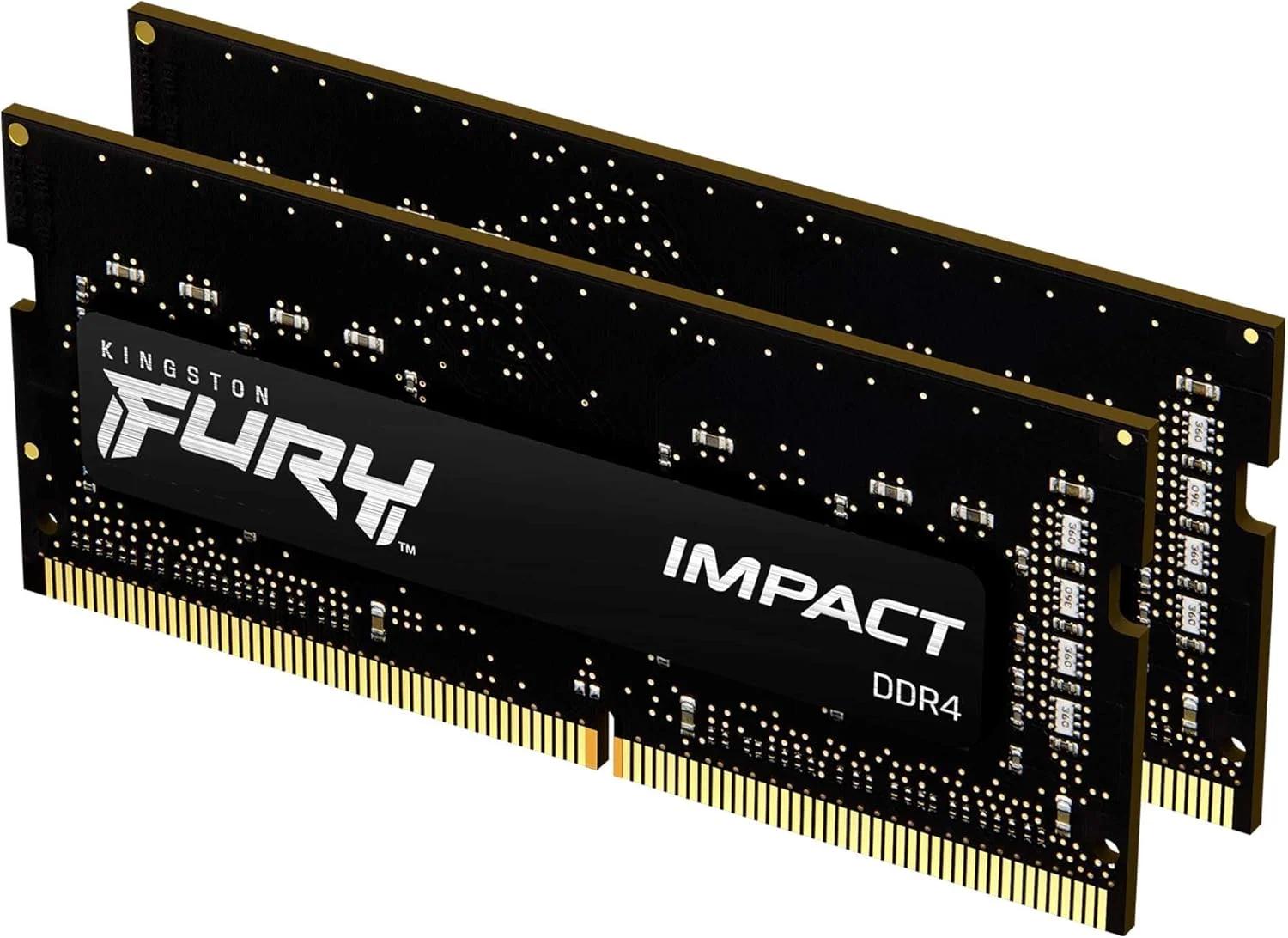 کیت حافظه لپ تاپ کینگستون FURY Impact با ظرفیت 32 گیگابایت (2 عدد 16 گیگابایتی) 3200 مگاهرتز DDR4 CL20 مدل KF432S20IBK2/32