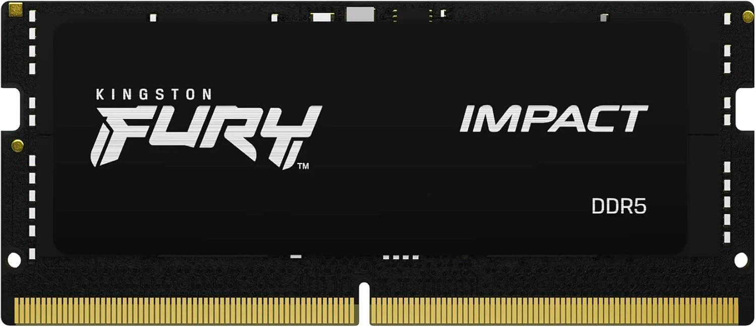 رم لپ تاپ کینگستون Fury Impact با ظرفیت 16 گیگابایت، فرکانس 5600 مگاهرتز، DDR5 SODIMM و تاخیر CL40، مشکی