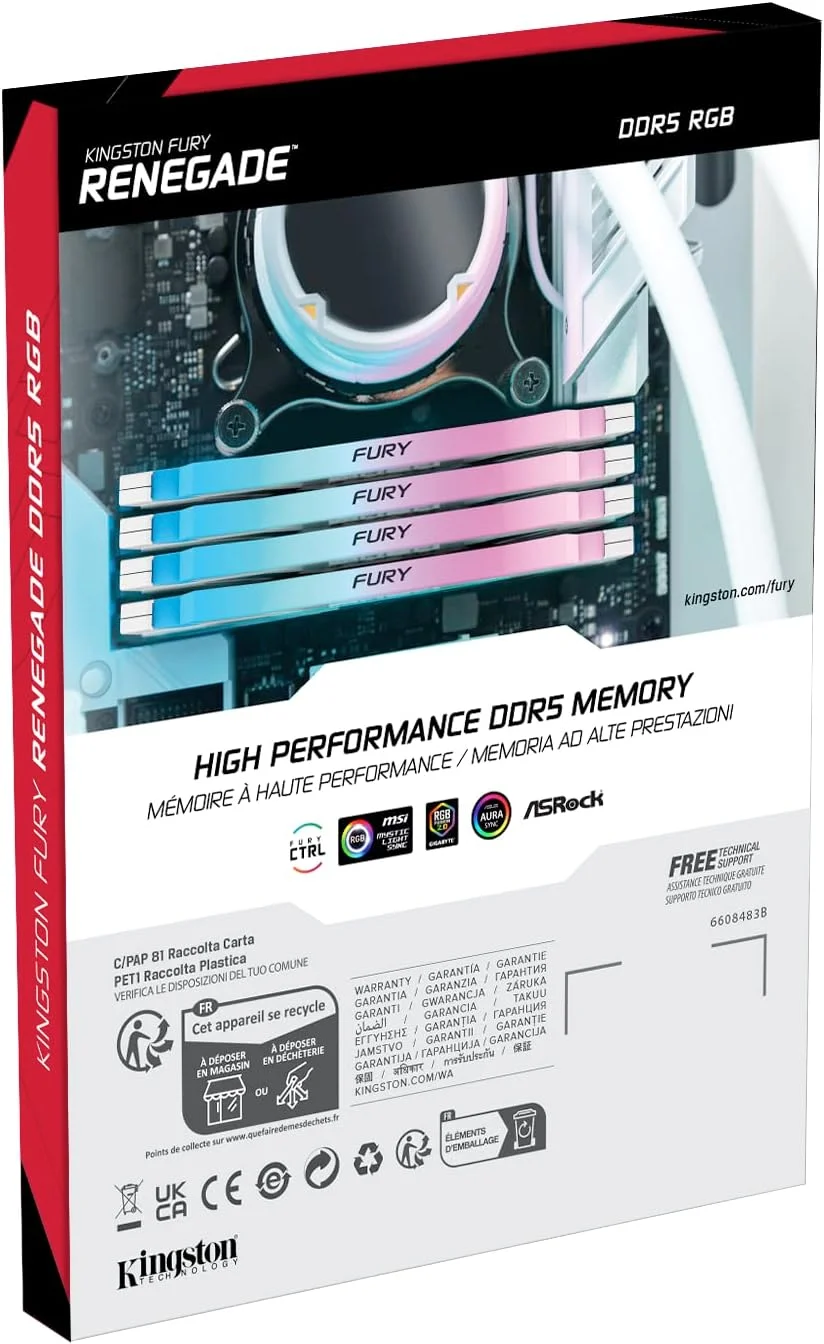رم گیمینگ دسکتاپ کینگستون Fury Renegade KF588CU42RWA-24 DDR5 RGB نقرهای/سفید XMP 24GB 8800MT/s CL42 CUDIMM تک ماژول رم گیمینگ دسکتاپ کینگستون Fury Renegade KF588CU42RWA-24 DDR5 RGB نقرهای/سفید XMP 24GB 8800MT/s CL42 CUDIMM تک ماژول