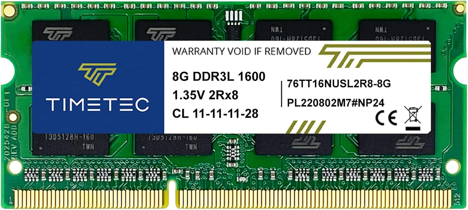 رم لپ تاپ Timetec 8GB DDR3L / DDR3 1600MHz (DDR3L-1600) PC3L-12800 / PC3-12800(PC3L-12800S) Non-ECC Unbuffered 1.35V/1.5V CL11 2Rx8 Dual Rank 204 Pin SODIMM، ارتقاء حافظه کامپیوتر رم لپ تاپ Timetec 8GB DDR3L / DDR3 1600MHz (DDR3L-1600) PC3L-12800 / PC3-12800(PC3L-12800S) Non-ECC Unbuffered 1.35V/1.5V CL11 2Rx8 Dual Rank 204 Pin SODIMM، ارتقاء حافظه کامپیوتر