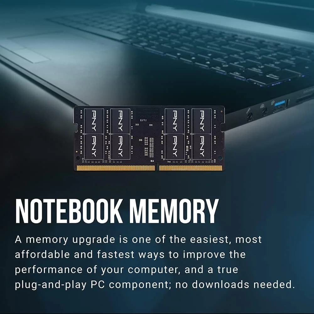 PNY Performance رم 16 گیگابایت DDR4 DRAM 3200MHz (PC4-25600) CL22 (سازگار با 2933MHz، 2666MHz، 2400MHz یا 2133MHz) 1.2V نوت بوک/لپ تاپ (SODIMM) کیت حافظه کامپیوتر – MN16GSD43200-TB PNY Performance رم 16 گیگابایت DDR4 DRAM 3200MHz (PC4-25600) CL22 (سازگار با 2933MHz، 2666MHz، 2400MHz یا 2133MHz) 1.2V نوت بوک/لپ تاپ (SODIMM) کیت حافظه کامپیوتر – MN16GSD43200-TB
