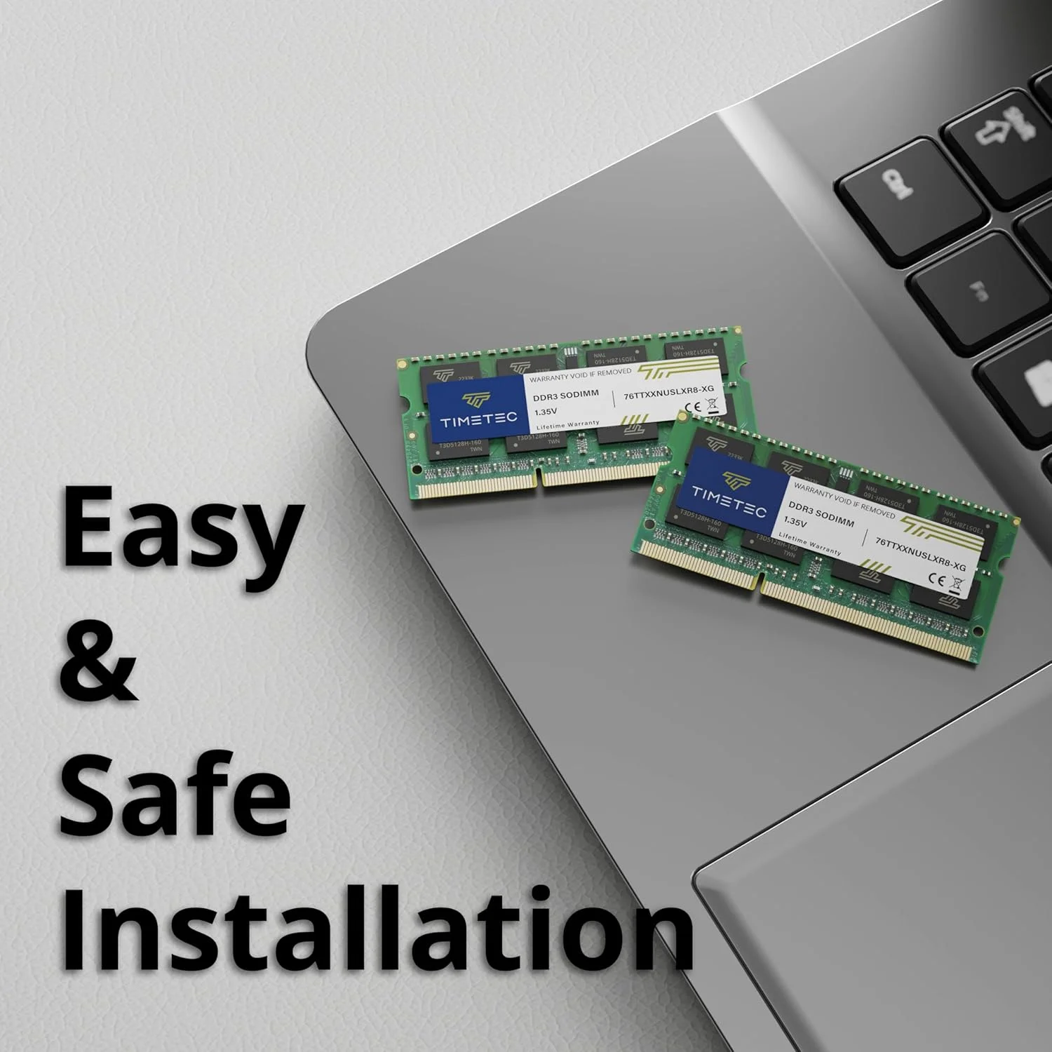 رم لپ تاپ Timetec 8GB DDR3L / DDR3 1600MHz (DDR3L-1600) PC3L-12800 / PC3-12800(PC3L-12800S) Non-ECC Unbuffered 1.35V/1.5V CL11 2Rx8 Dual Rank 204 Pin SODIMM، ارتقاء حافظه کامپیوتر