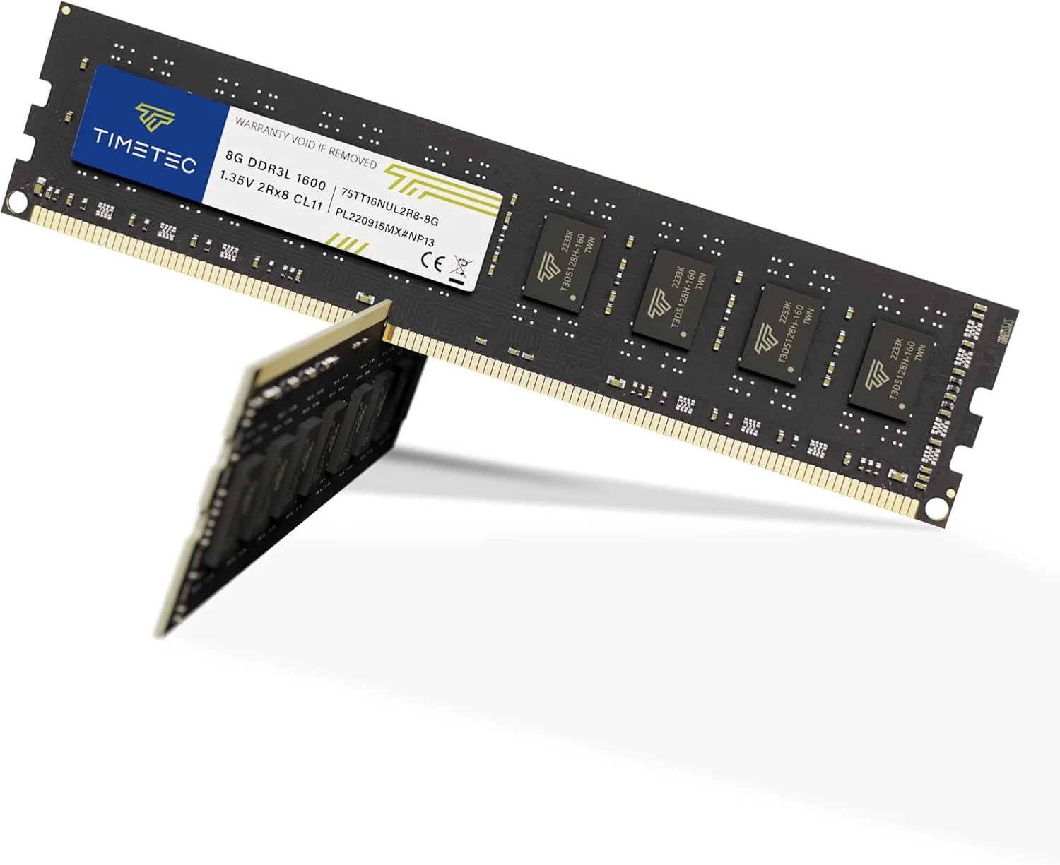 کیت 16 گیگابایتی (2x8 گیگابایت) Timetec DDR3L / DDR3 1600MHz (DDR3L-1600) PC3L-12800 / PC3-12800 Non-ECC Unbuffered 1.35V/1.5V CL11 2Rx8 Dual Rank 240 Pin UDIMM حافظه رم کامپیوتر رومیزی (SDRAM) ارتقاء ماژول