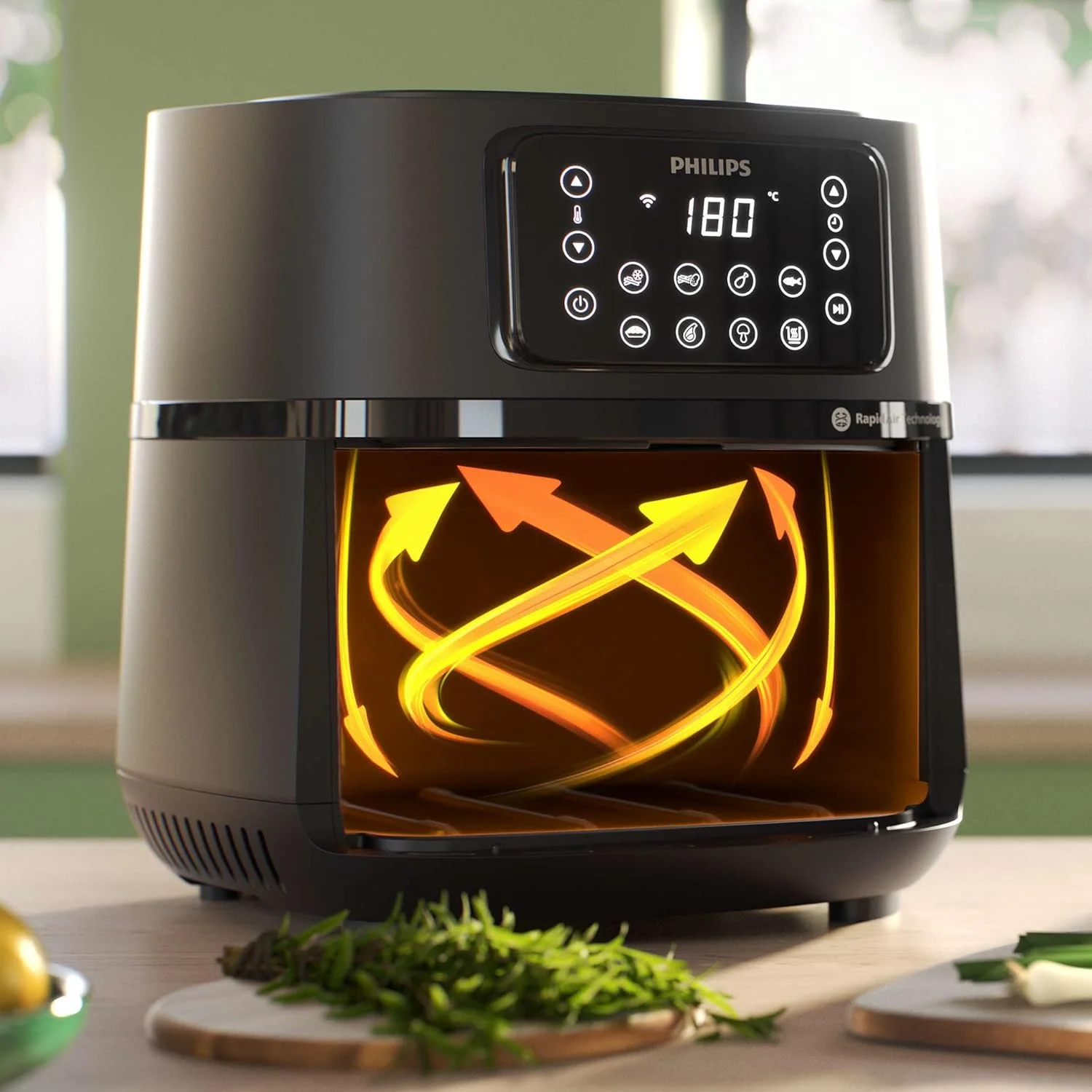 سرخ کن فیلیپس سری 5000 XXL متصل به برنامه Home ID - ظرفیت 7.2 لیتر، توان 2000 وات، فناوری Rapid Air، دارای سینی پخت، مدل HD9285/93