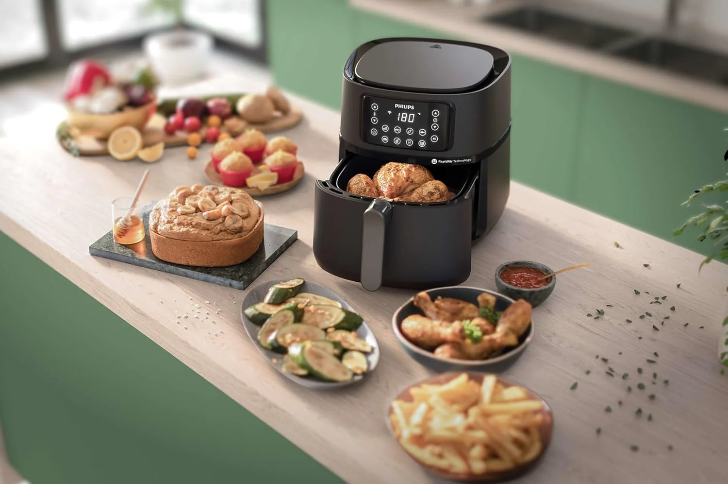 سرخ کن فیلیپس سری 5000 XXL متصل به برنامه Home ID - ظرفیت 7.2 لیتر، توان 2000 وات، فناوری Rapid Air، دارای سینی پخت، مدل HD9285/93