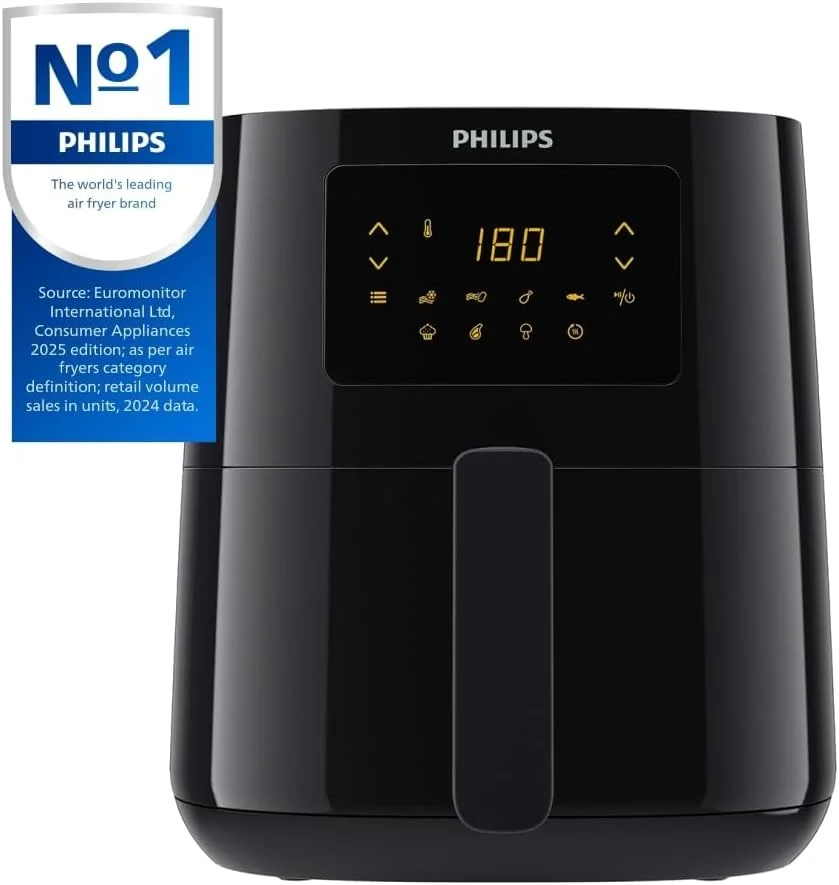 سرخ کن بدون روغن فیلیپس مدل Essential Airfryer XL با ظرفیت 2.65 پوند/6.2 لیتر، دیجیتال با تکنولوژی Rapid Air، سبد با تمیز کردن آسان، مشکی مدل HD9270/91