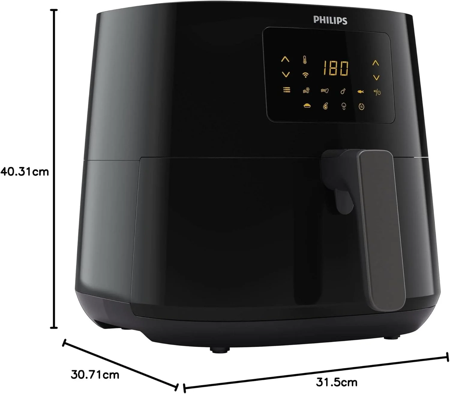 سرخ کن فیلیپس مدل XL - 2000 وات، 50 هرتز، 6.2 لیتر، 1.2 کیلوگرم، 14 عملکرد پخت و پز، 7 برنامه از پیش تعیین شده، فناوری Rapid Air، اتصال به برنامه HomeID، مشکی - HD9280/91