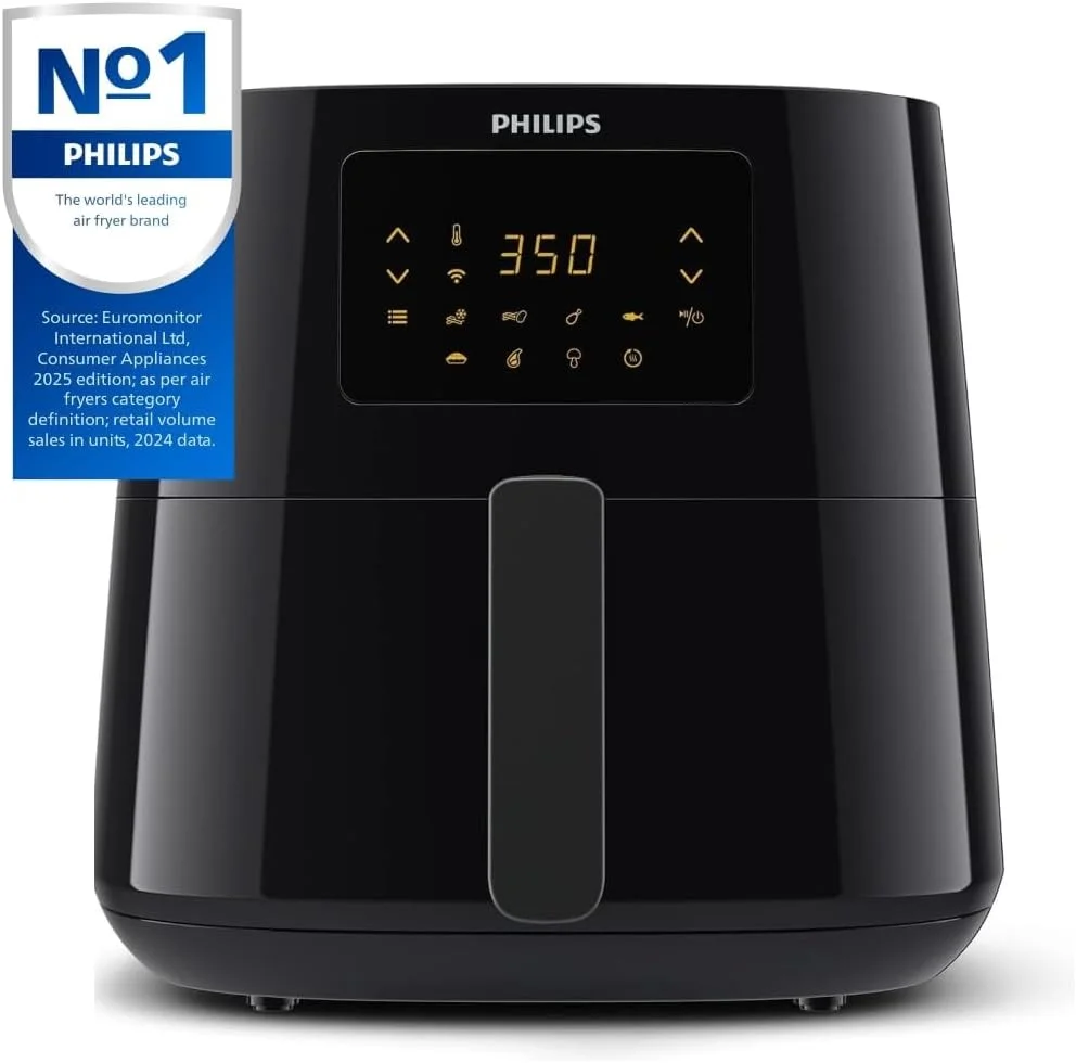 سرخ کن دیجیتال متصل فیلیپس مدل Essential Connected XL با ظرفیت 2.65 پوند/6.2 لیتر، فناوری Rapid Air، اتصال Wi-Fi (برنامه Kitchen+)، سازگار با Alexa، مشکی - HD9280/91