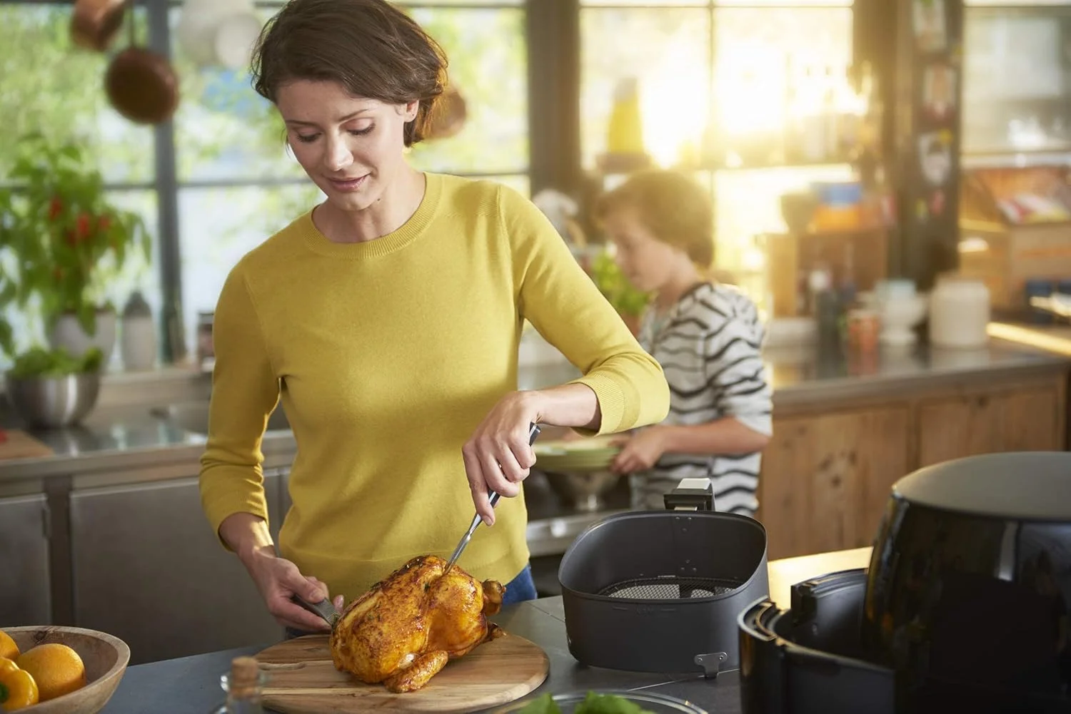 سرخ کن بدون روغن فیلیپس مدل Premium Airfryer XXL با تکنولوژی حذف چربی، 3 پوند/7 کوارت، مشکی، HD9650/96